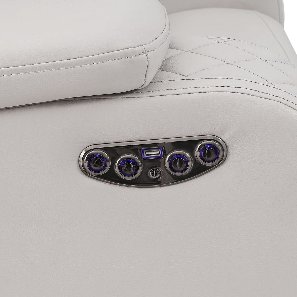 Cleo Black or Dove Contemporary Power Reclining Sofa with Power Headrests LED Lights and Dropdown Table - Image 11