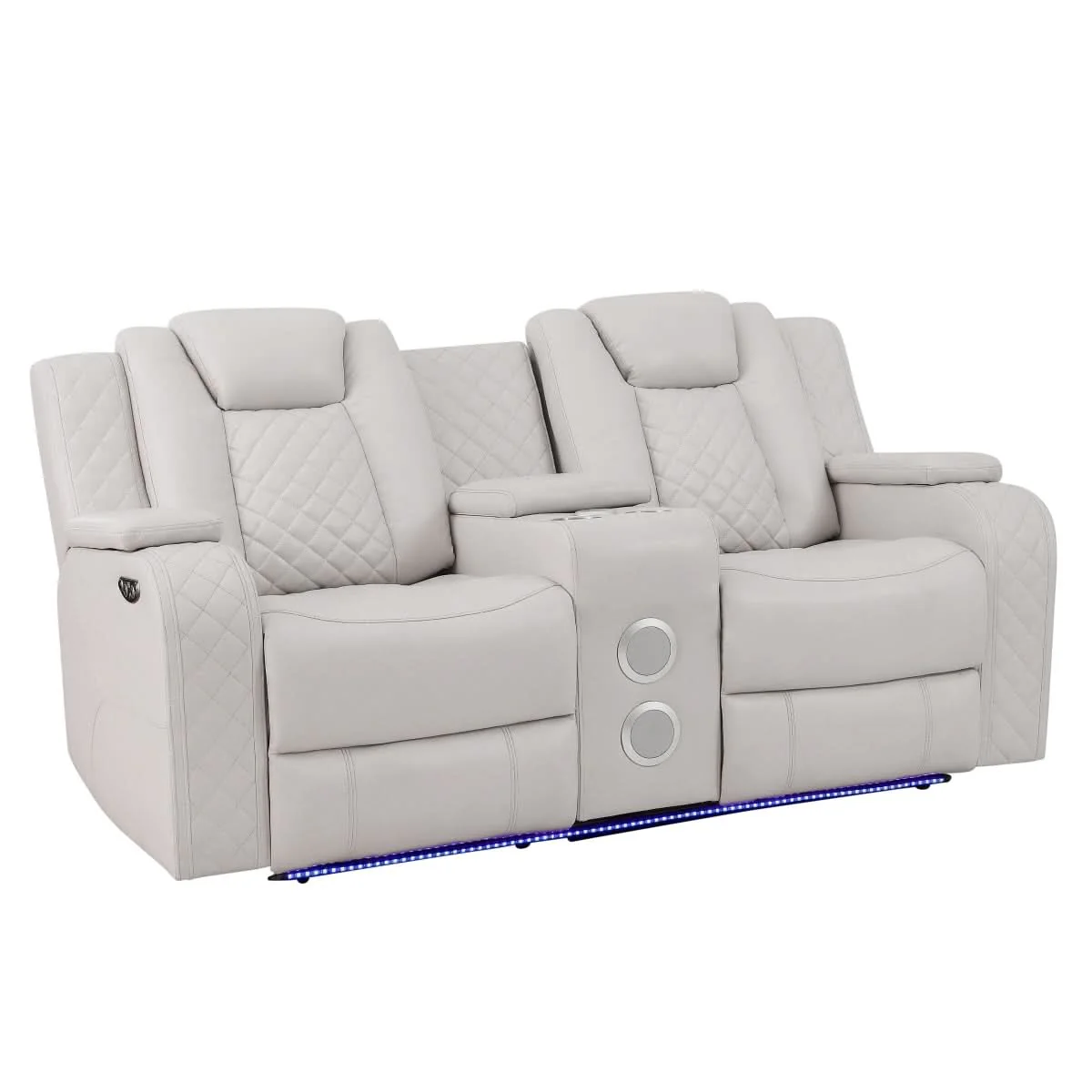 Cleo Black or Dove Contemporary Power Reclining Loveseat with Console Power Headrests LED Lights and Bluetooth Speakers - Image 6