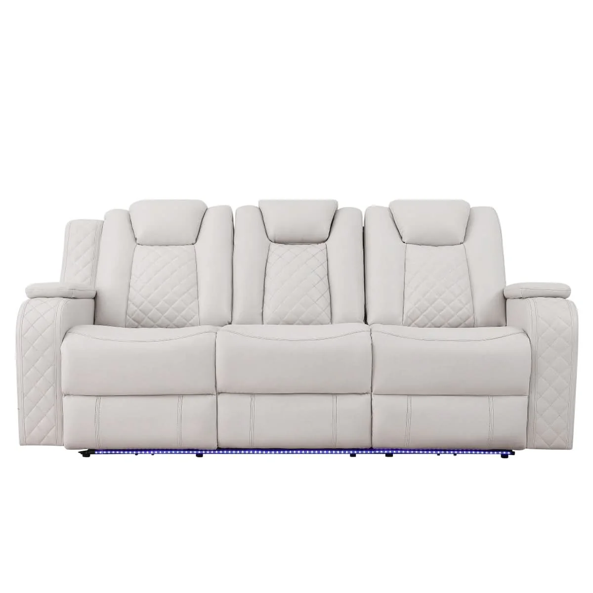 Cleo Black or Dove Contemporary Power Reclining Sofa with Power Headrests LED Lights and Dropdown Table - Image 3