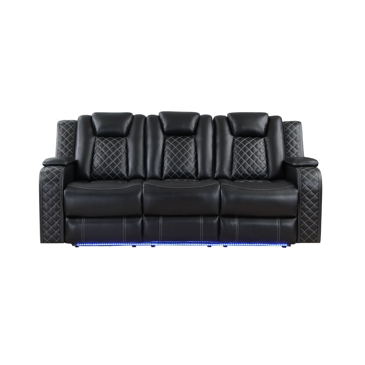 Cleo Black or Dove Contemporary Power Reclining Sofa with Power Headrests LED Lights and Dropdown Table - Image 4