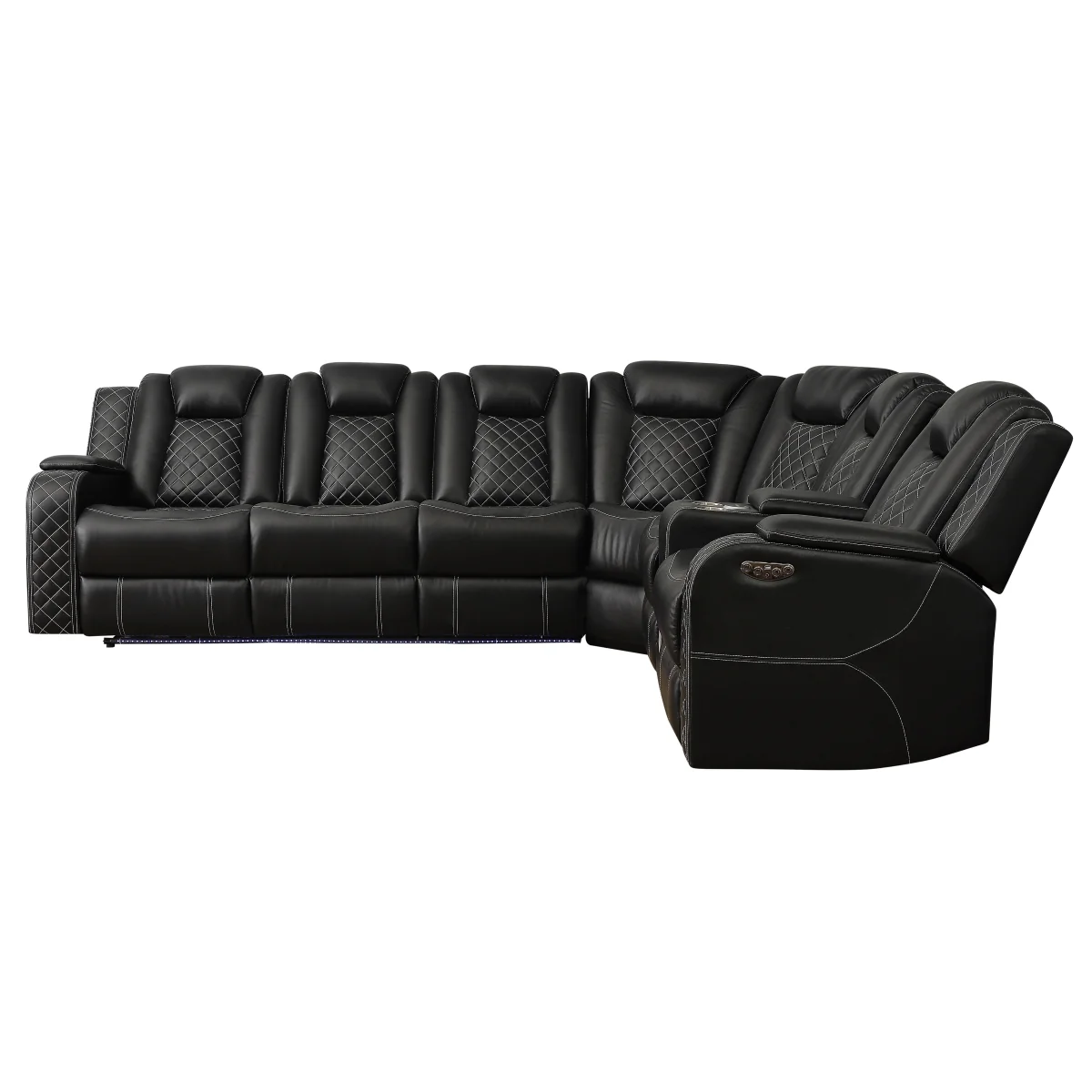Cleo Black or Dove Contemporary 3PC Power Reclining Sectional with LED Lights Bluetooth Speakers and Cup Holders - Image 16