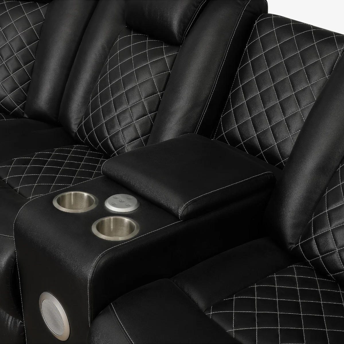 Cleo Black or Dove Contemporary 3PC Power Reclining Sectional with LED Lights Bluetooth Speakers and Cup Holders - Image 17