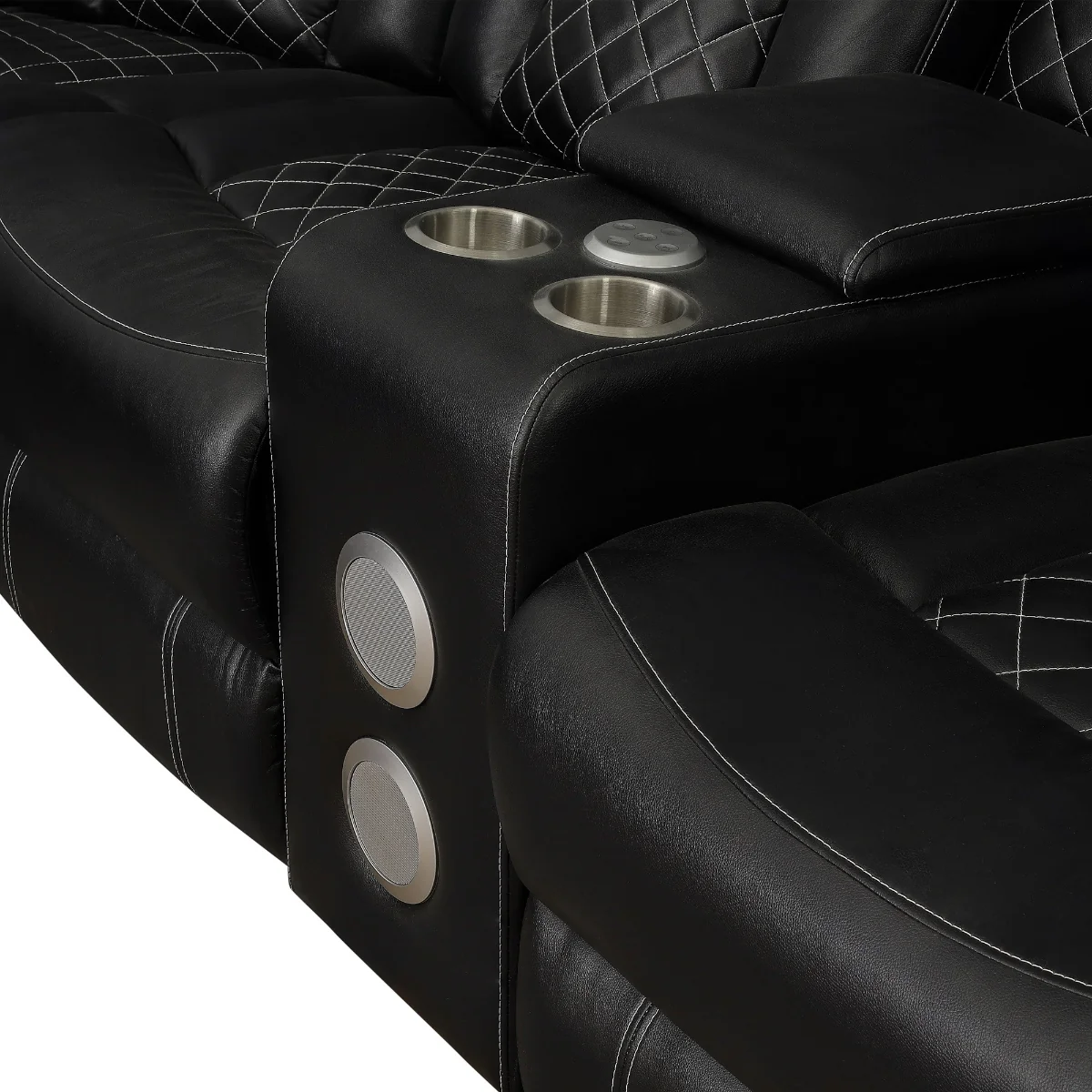 Cleo Black or Dove Contemporary 3PC Power Reclining Sectional with LED Lights Bluetooth Speakers and Cup Holders - Image 18
