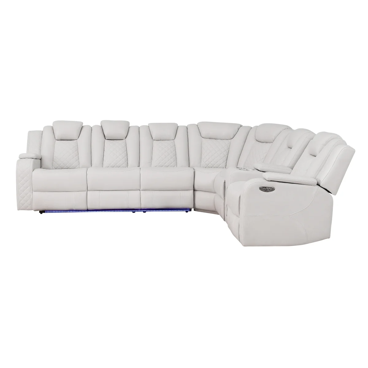 Cleo Black or Dove Contemporary 3PC Power Reclining Sectional with LED Lights Bluetooth Speakers and Cup Holders - Image 8