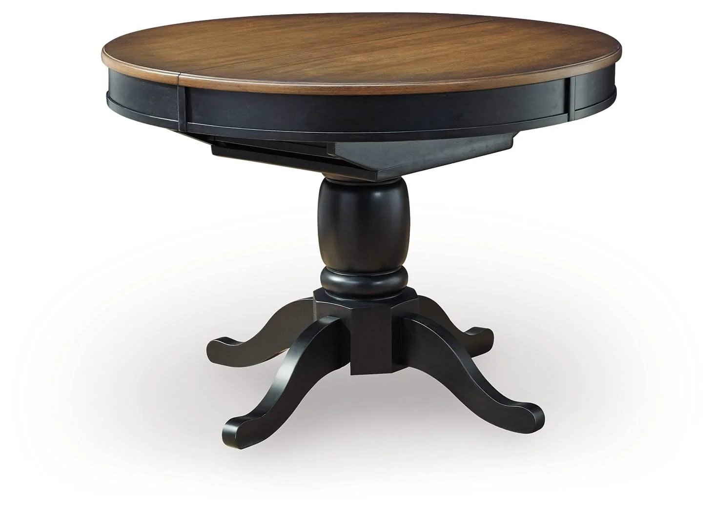 Clorazi - Oval Dining Room Butterfly Extension Table - Black / Brown - Image 4