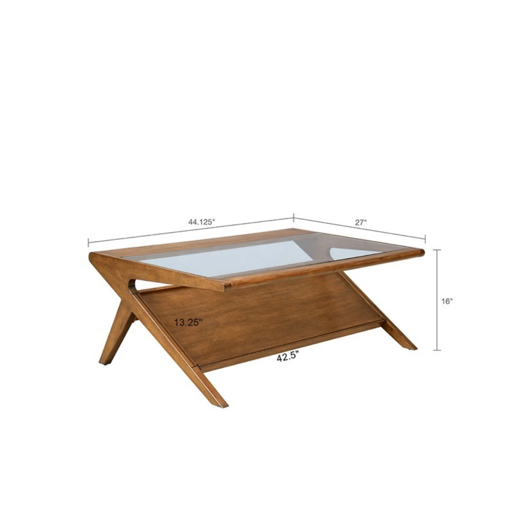 Coffee Table With Tempered Glass Top - Walnut - Image 2