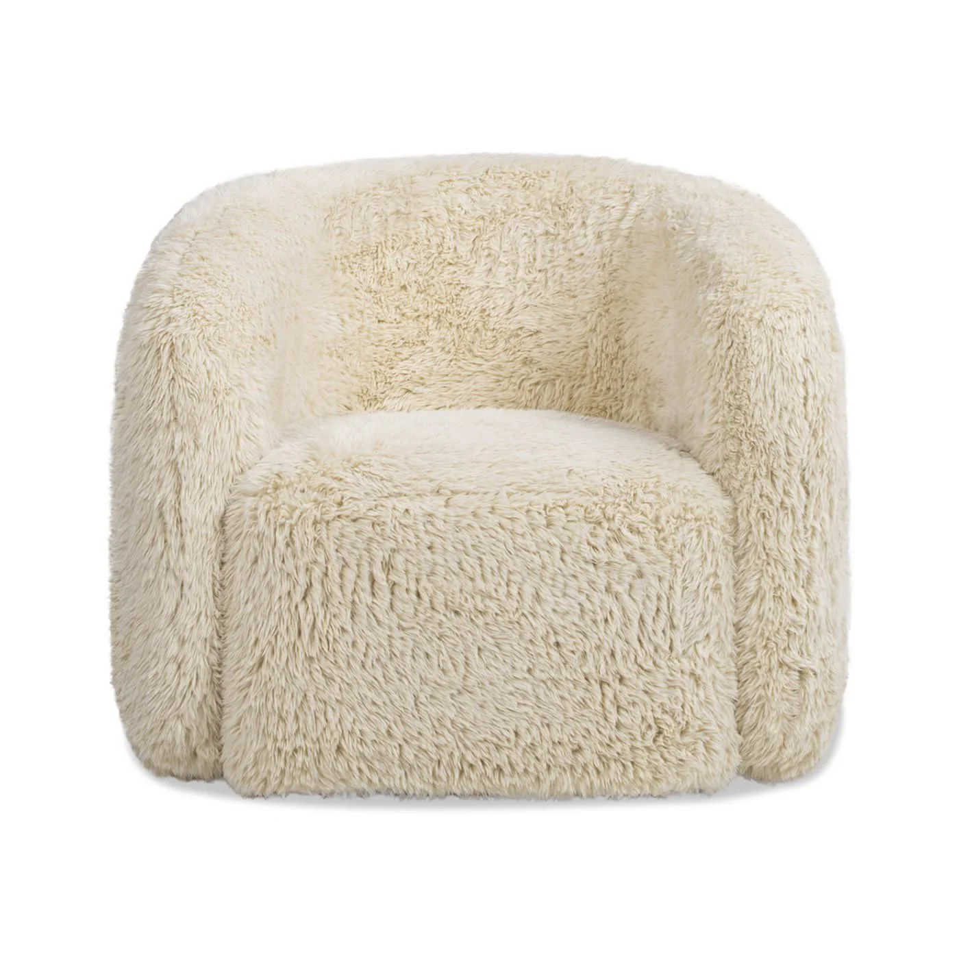 Colt - Fur Swivel Upholstered Barrel Accent Arm Chair - Cream Beige - Image 3