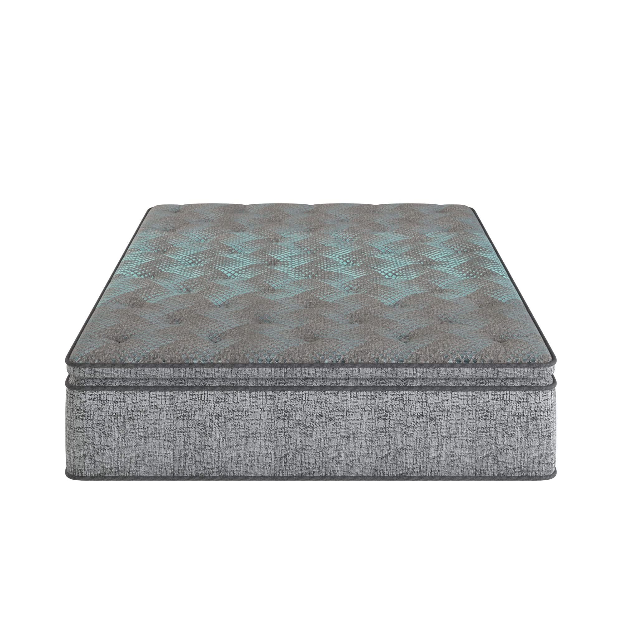 Comfort Care - 12" Hybrid Euro Top Mattress, Plush Comfort With Individual Pocketed Coil - Gray / Blue - Twin - Image 2