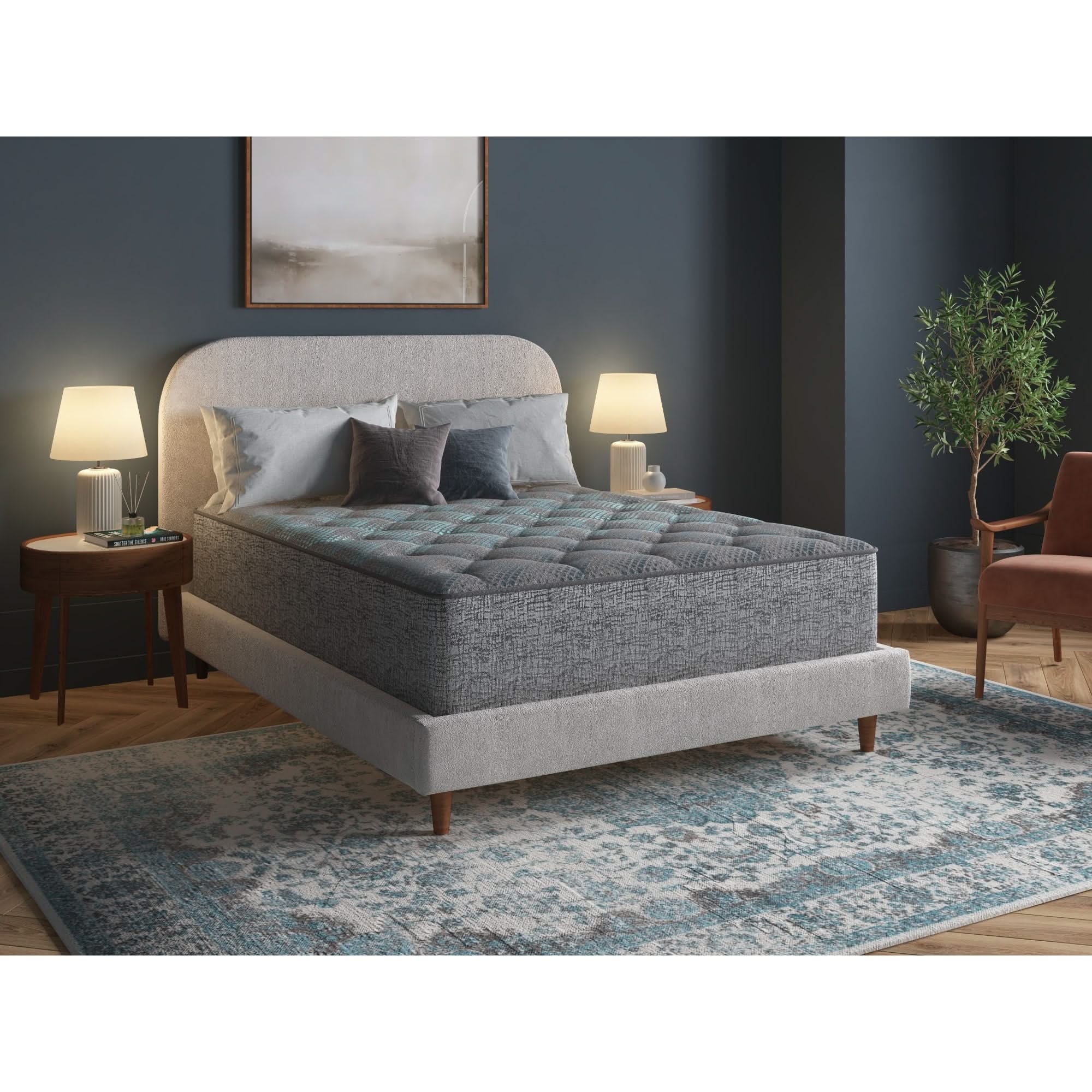 Comfort Care - 12" Hybrid Euro Top Mattress, Plush Comfort With Individual Pocketed Coil - Gray / Blue - Twin - Image 3