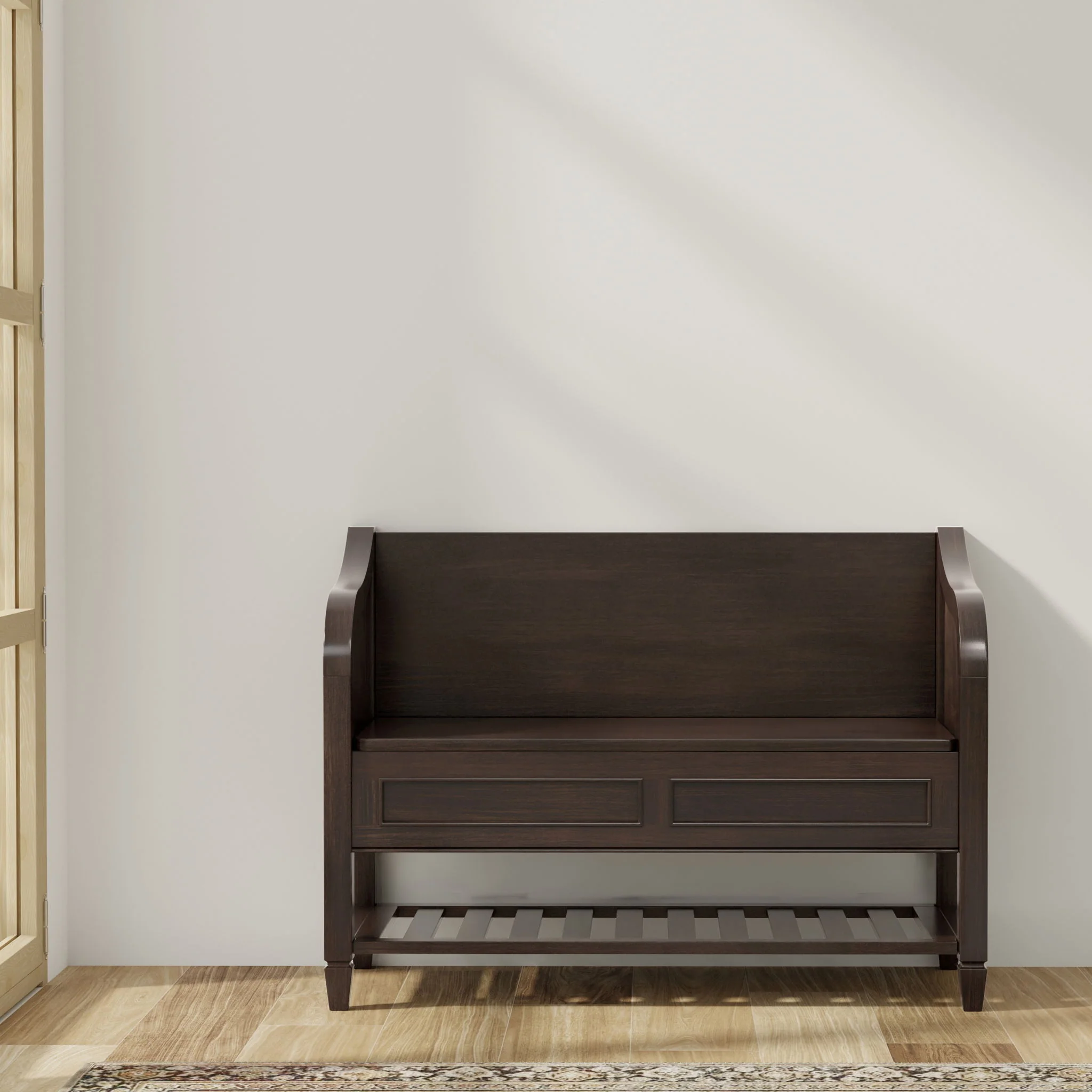 Connaught - Entryway Storage Bench With Shelf - Chestnut - Image 3