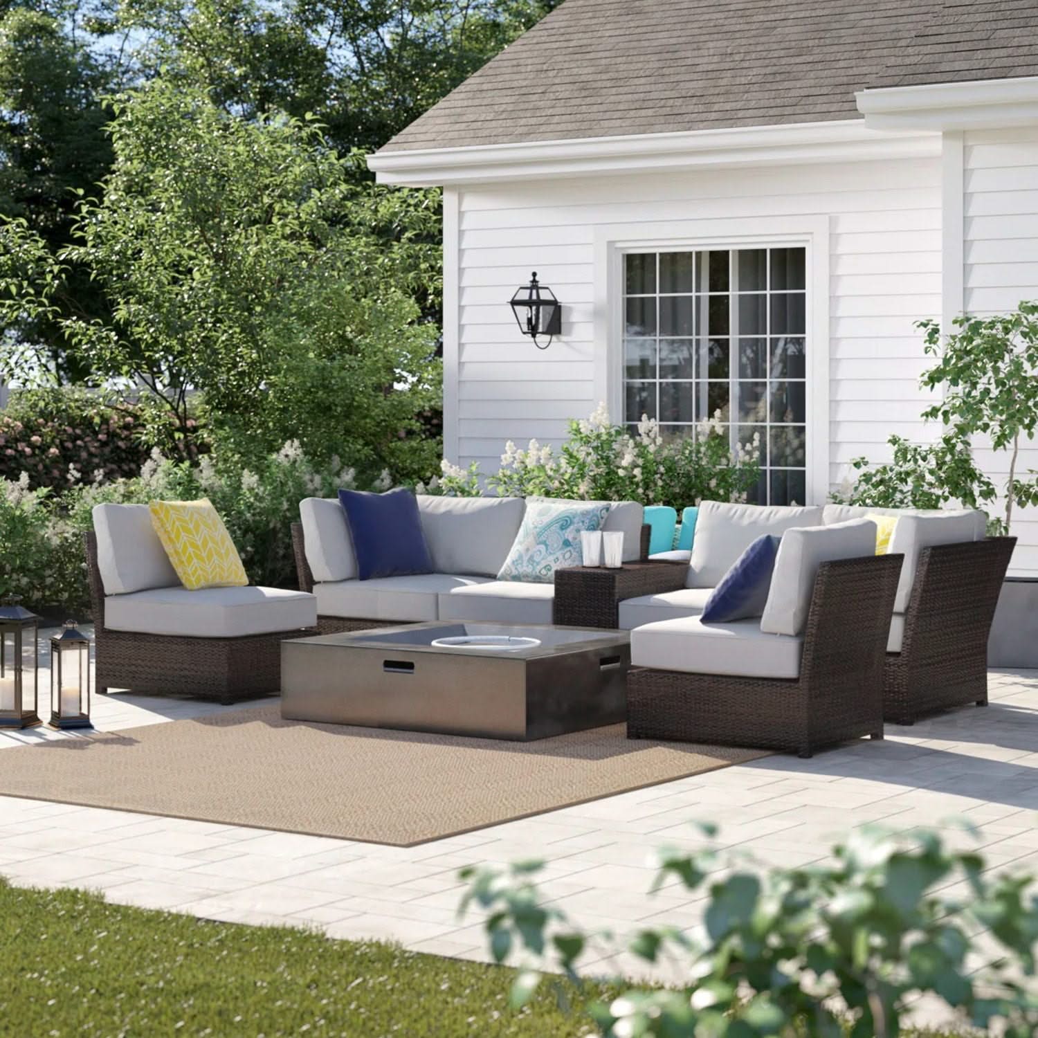 Contemporary Patio Seating Set With Fire Pit - Image 3