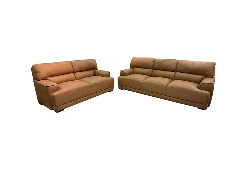 Conway Brown Leather Sofa with Pillow-Top Arms and Adjustable Headrests - Image 2