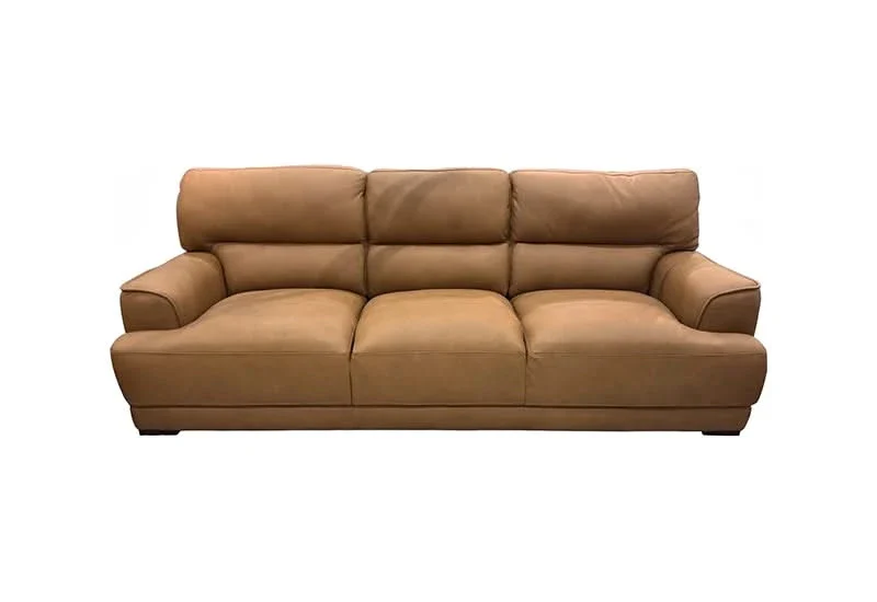Conway Brown Leather Sofa with Pillow-Top Arms and Adjustable Headrests