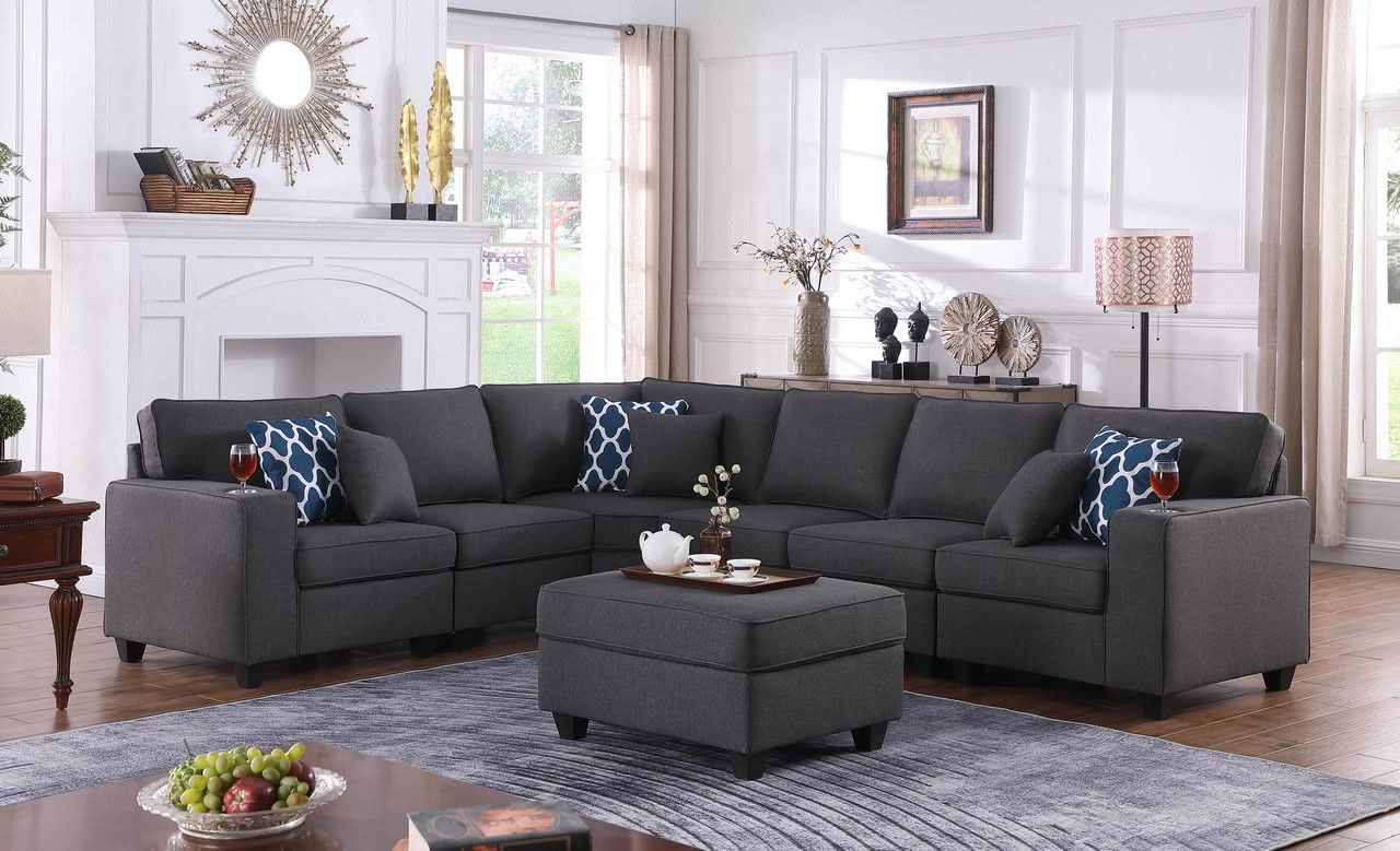 Cooper - Sectional Sofa With Ottomans And Cupholder - Image 4