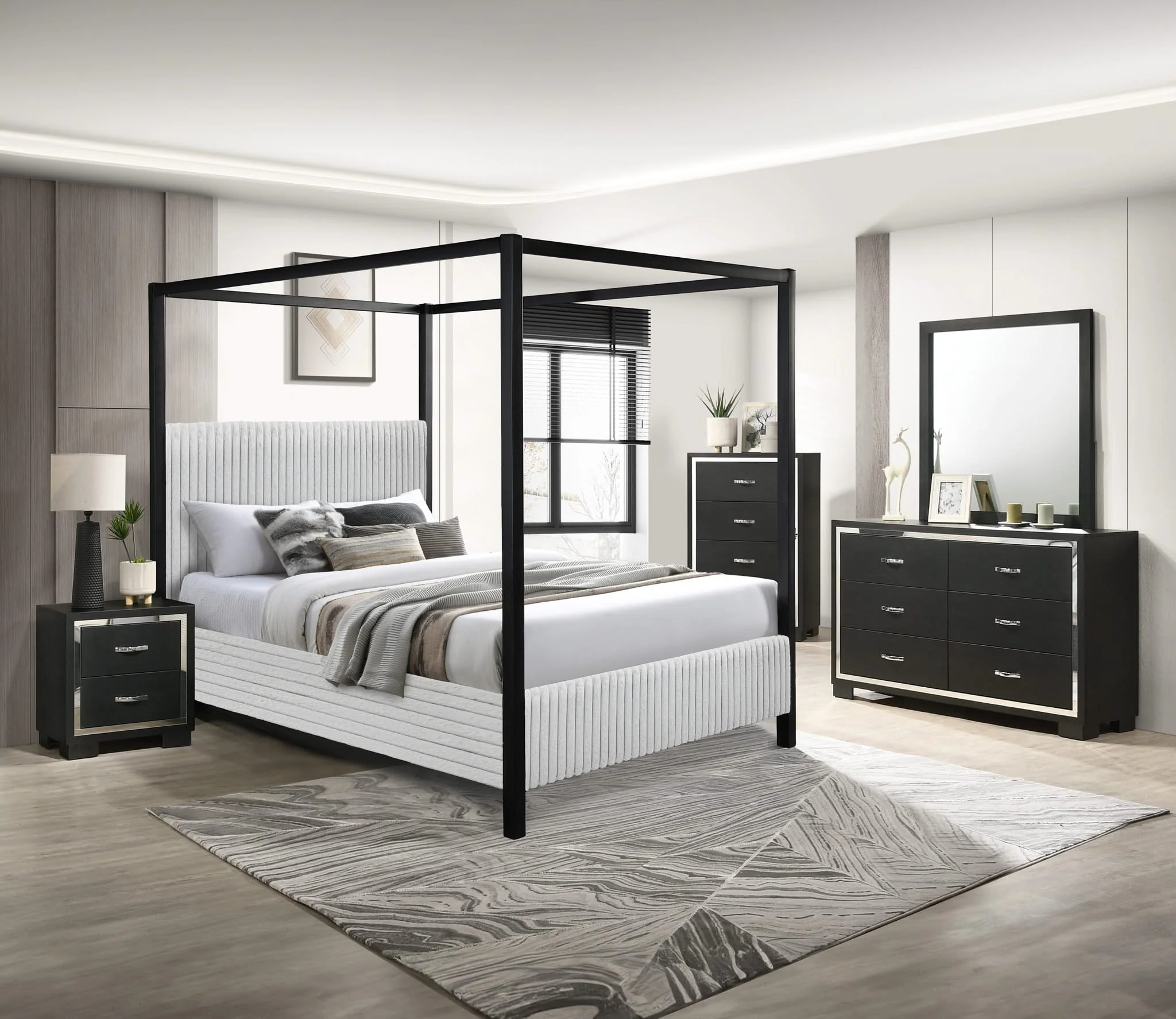 Cora - King Canopy Bed - Light Gray - Image 2