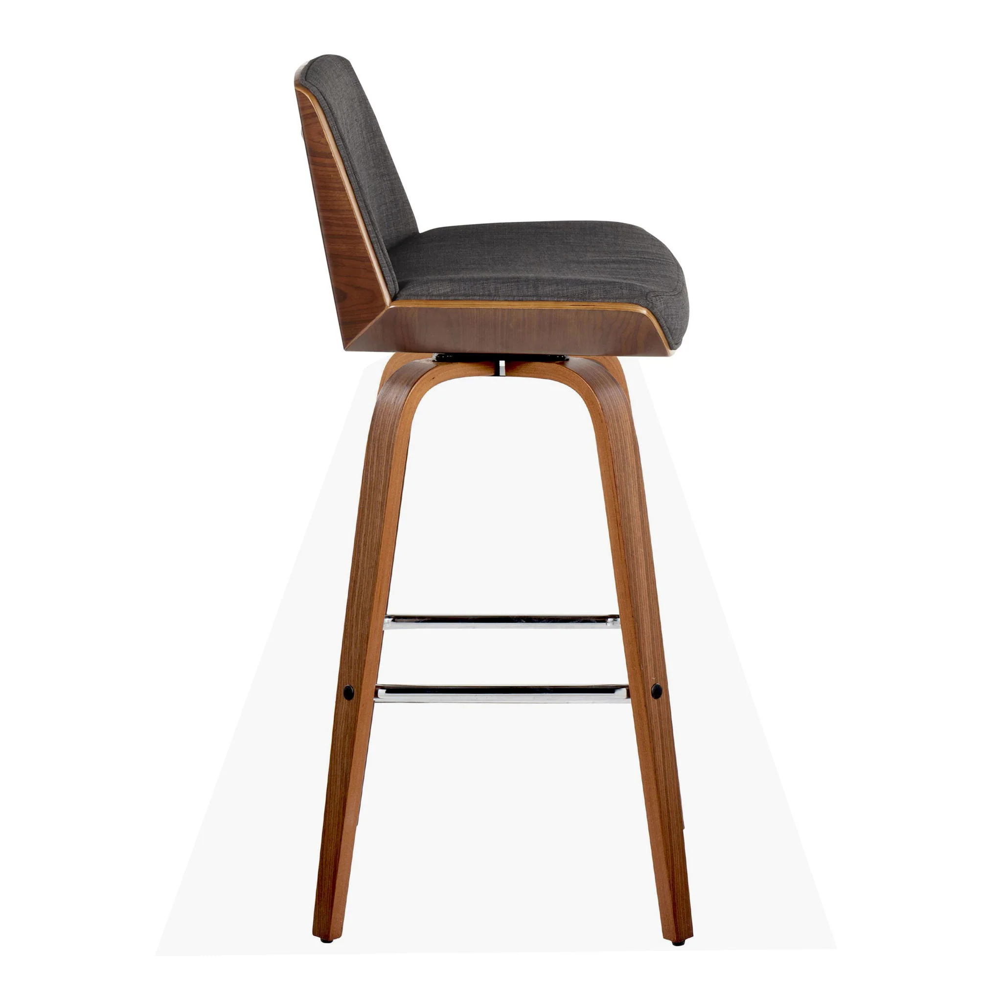 Corazza - Mid Century Modern Fixed Height Barstool With Swivel With Square Footrest (Set of 2) - Image 2