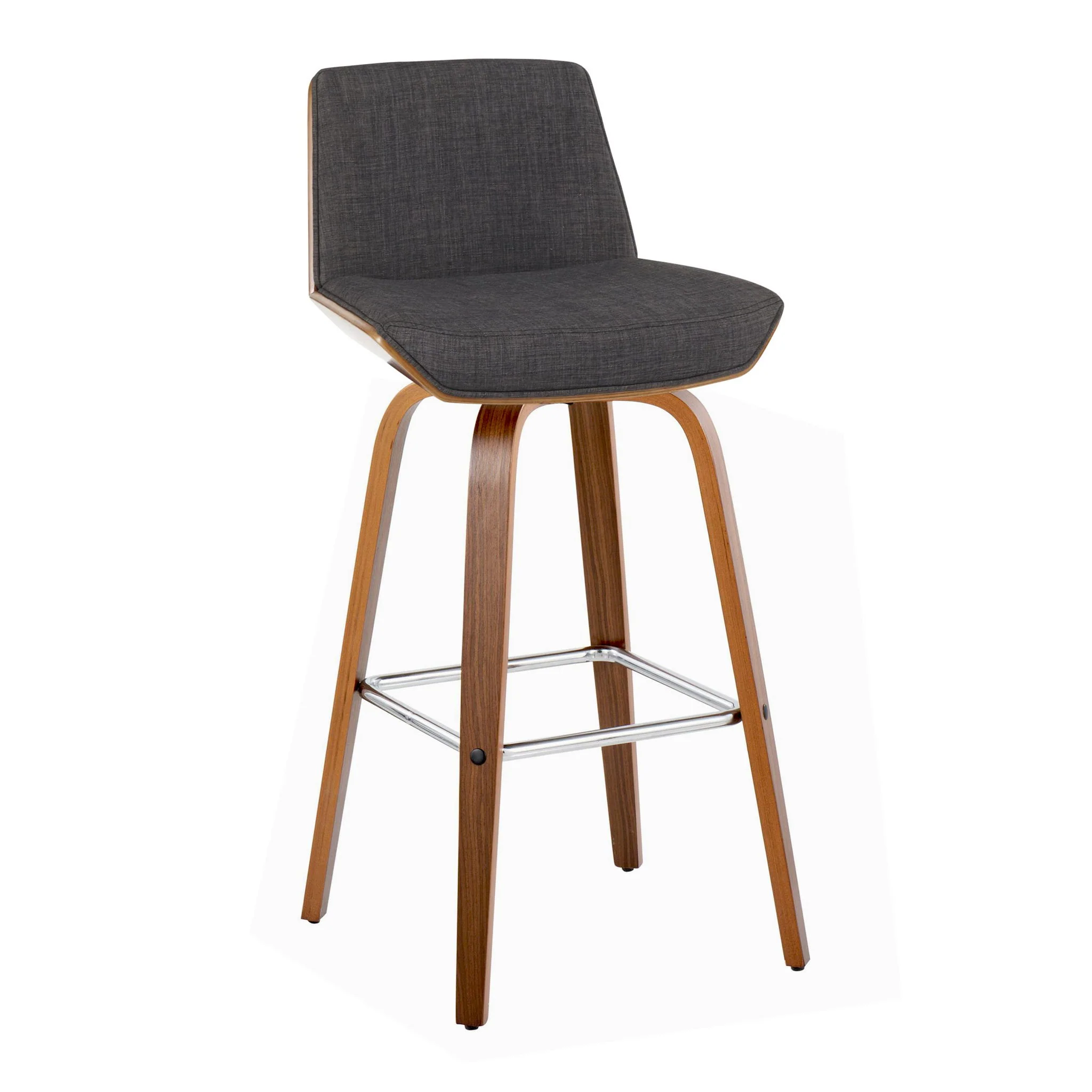 Corazza - Mid Century Modern Fixed Height Barstool With Swivel With Square Footrest (Set of 2) - Image 3