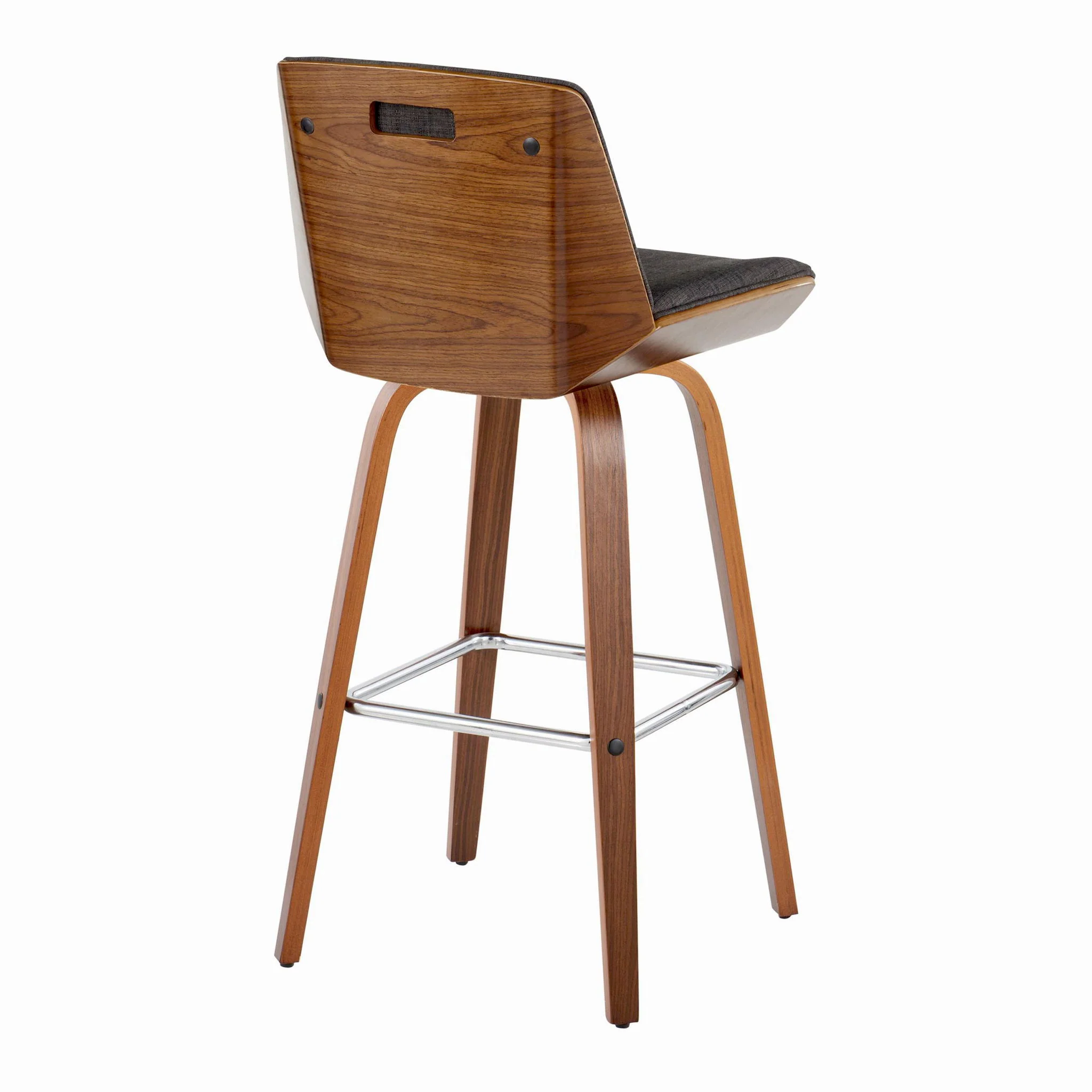 Corazza - Mid Century Modern Fixed Height Barstool With Swivel With Square Footrest (Set of 2) - Image 4