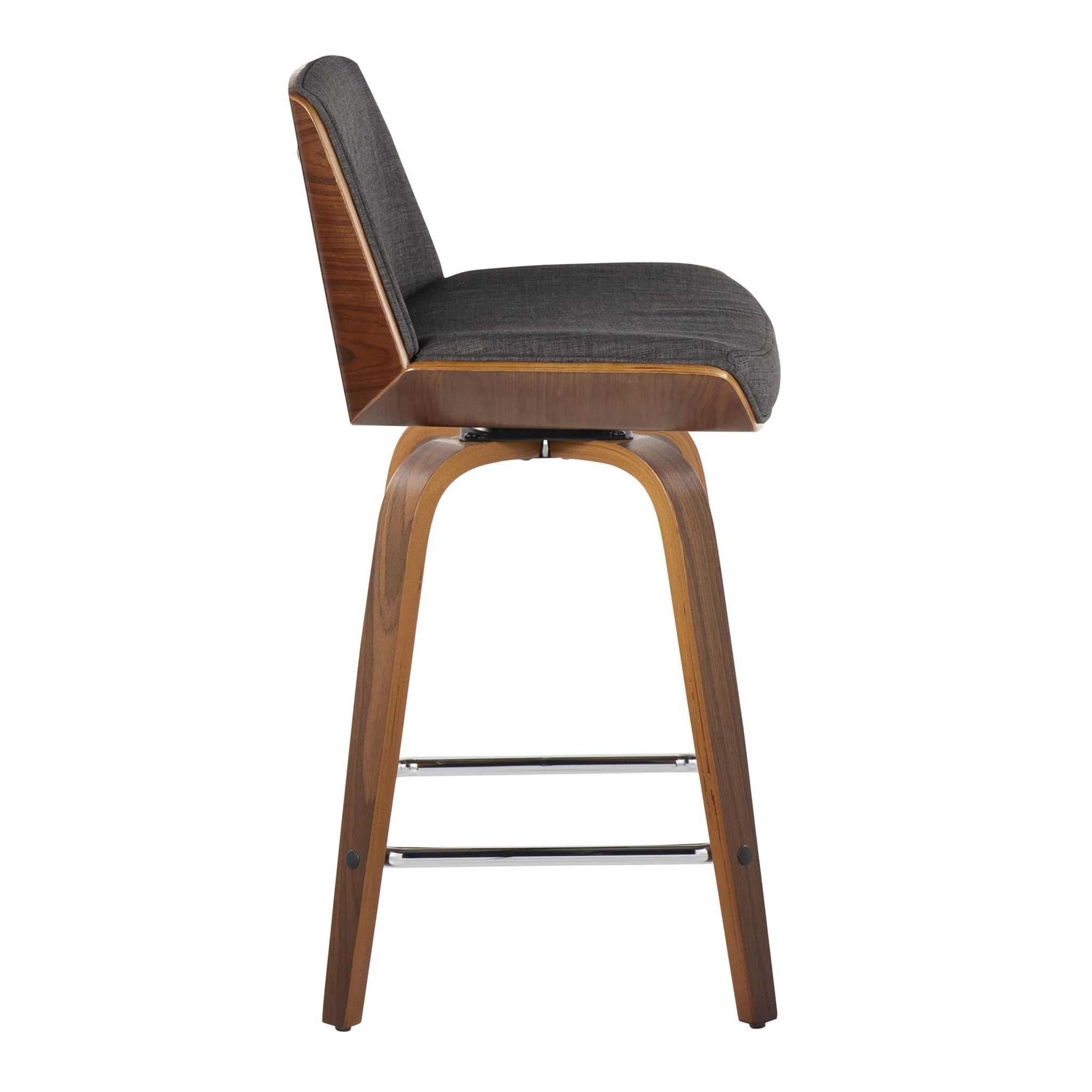 Corazza - Mid Century Modern Fixed Height Counter Stool With Swivel With Square Footrest (Set of 2) - Image 2