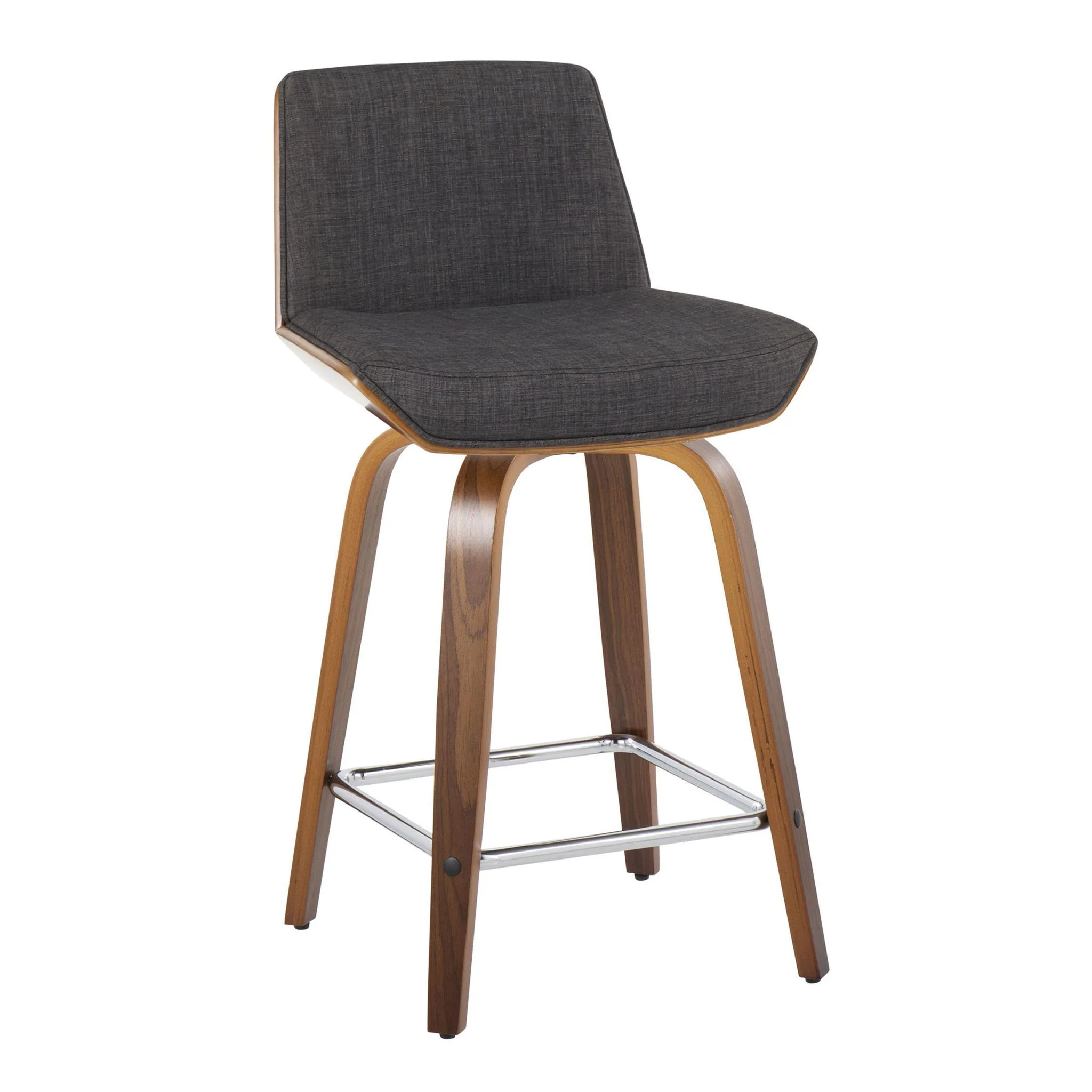 Corazza - Mid Century Modern Fixed Height Counter Stool With Swivel With Square Footrest (Set of 2) - Image 3