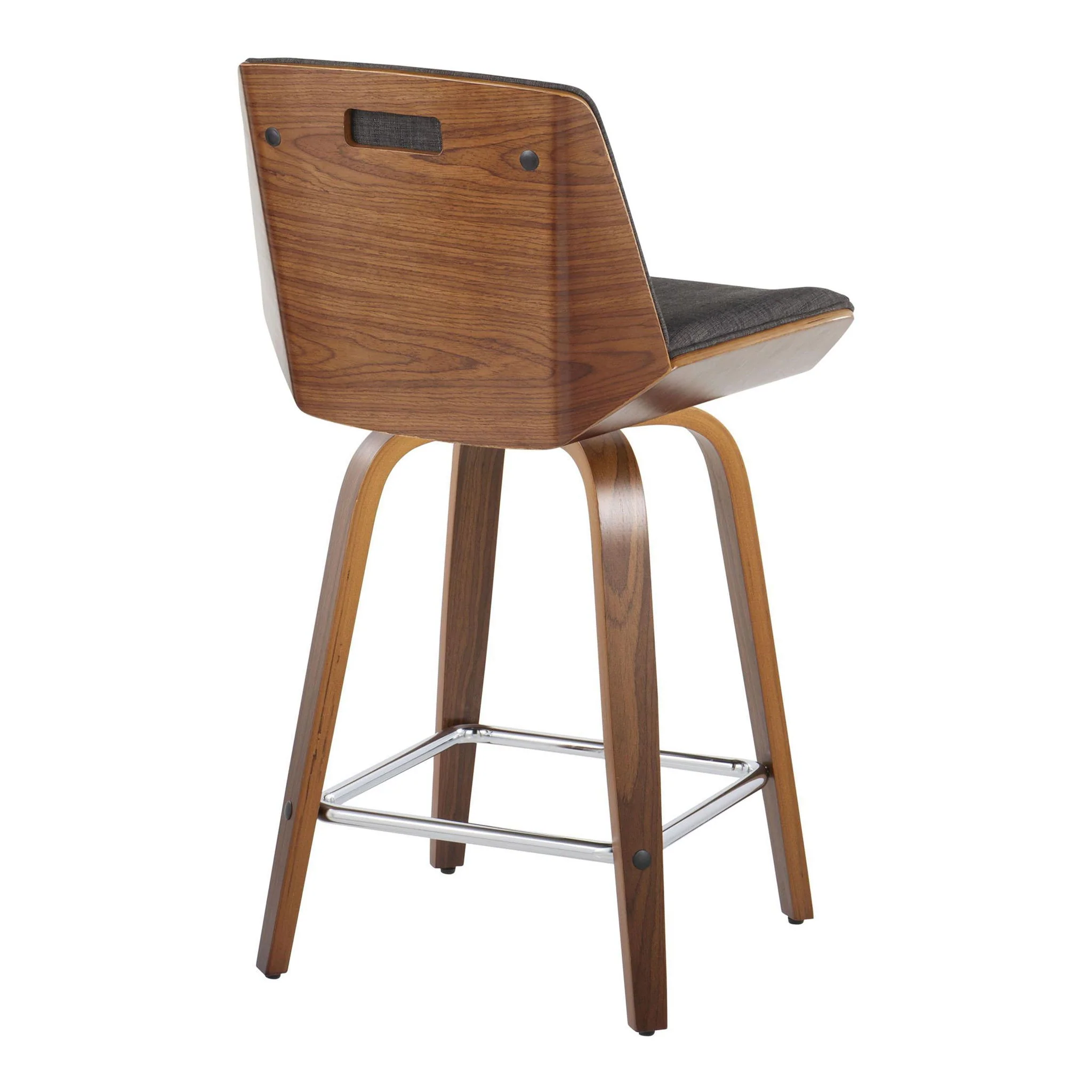 Corazza - Mid Century Modern Fixed Height Counter Stool With Swivel With Square Footrest (Set of 2) - Image 4