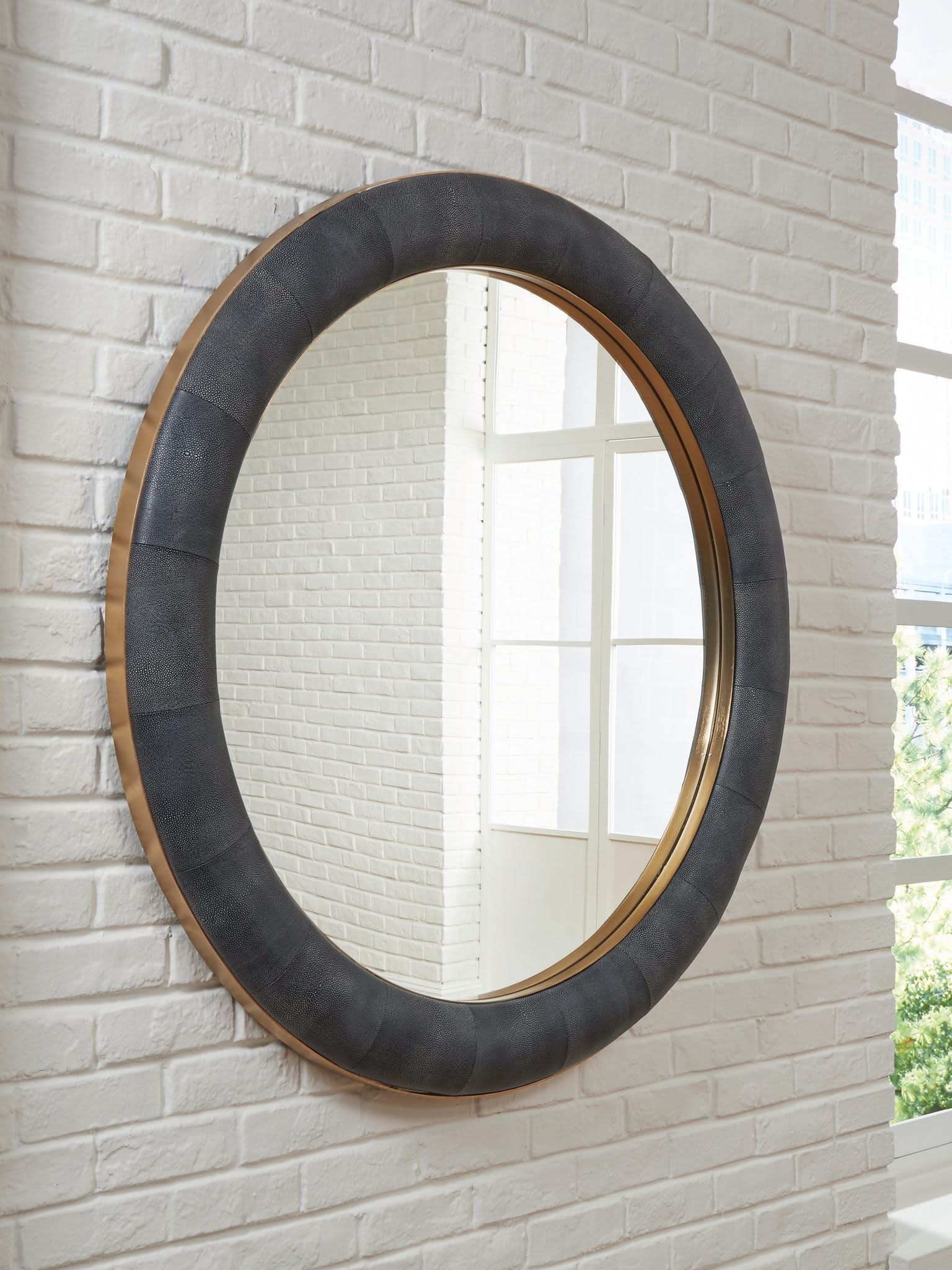 Corinsworth - Accent Mirror - Charcoal / Brass Finish - Image 2