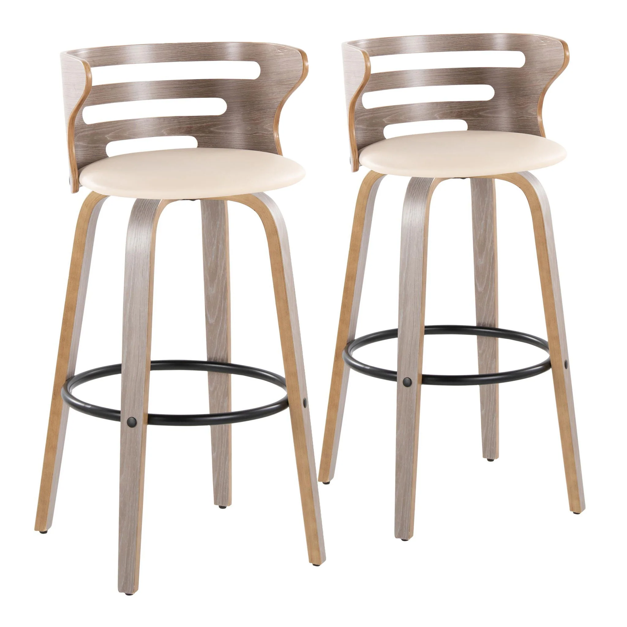 Cosini - Mid Century Modern Fixed Height, Barstool & Swivel And Round Footrest (Set of 2) - Image 2