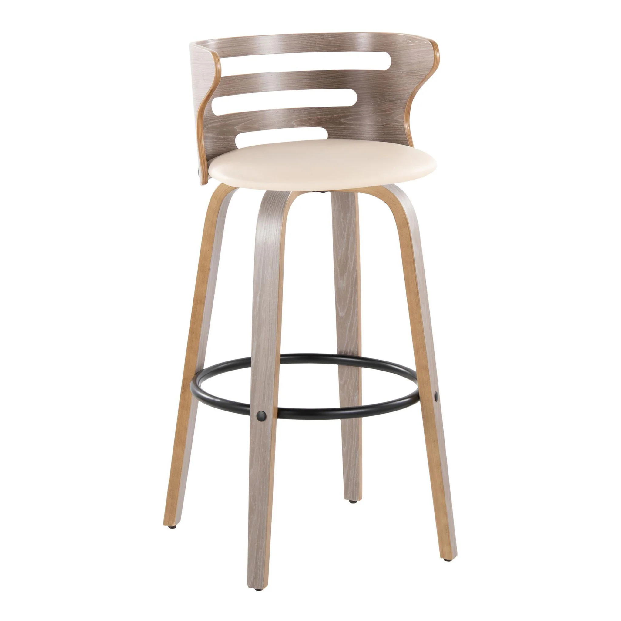 Cosini - Mid Century Modern Fixed Height, Barstool & Swivel And Round Footrest (Set of 2) - Image 5