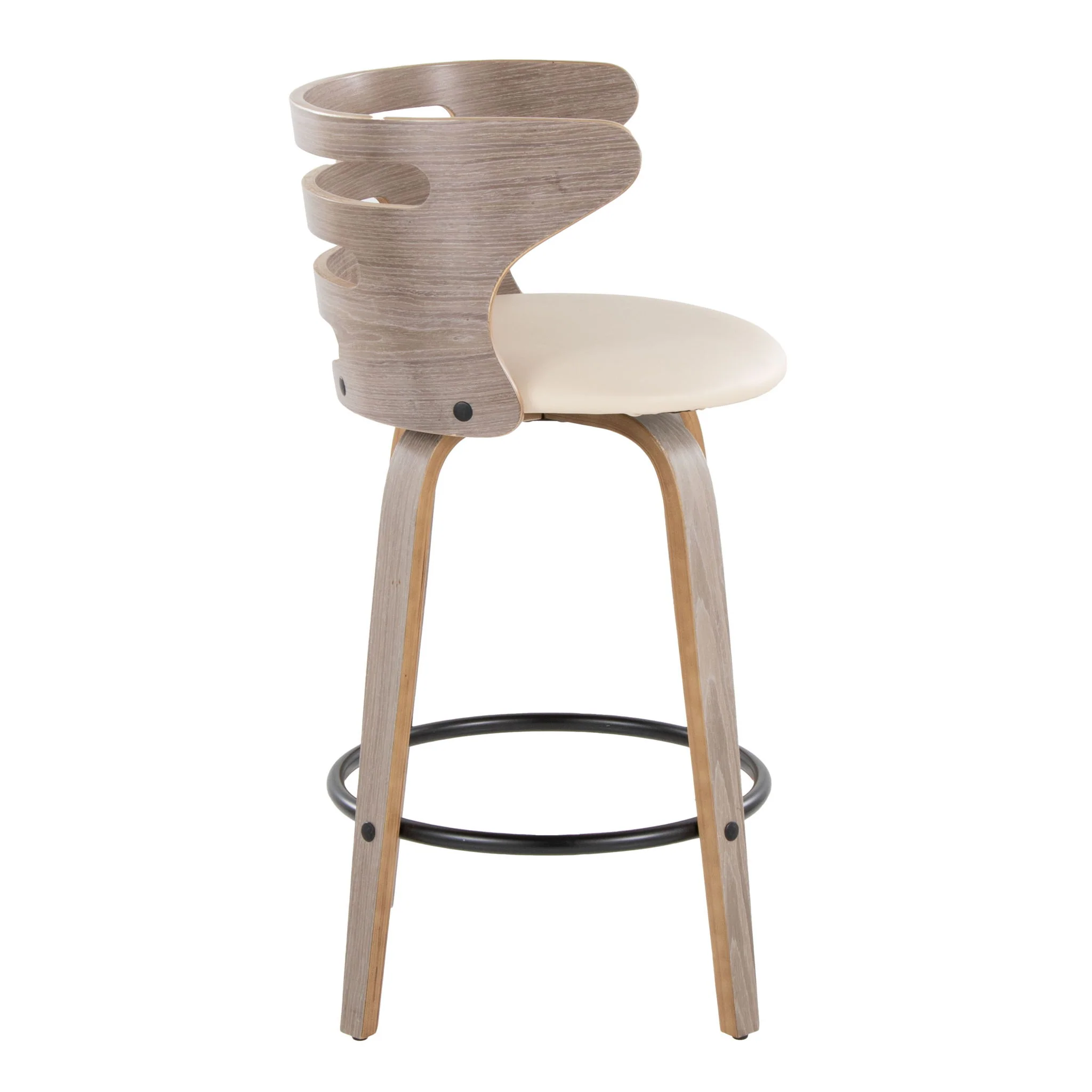Cosini - Mid Century Modern Fixed Height Barstool With Swivel And Round Footrest (Set of 2) - Image 6