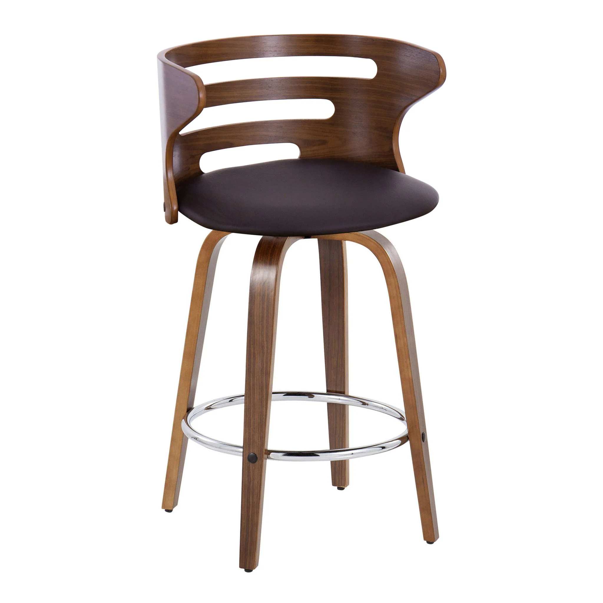 Cosini - Mid Century Modern Fixed Height Barstool With Swivel With Round Footrest (Set of 2) - Image 11