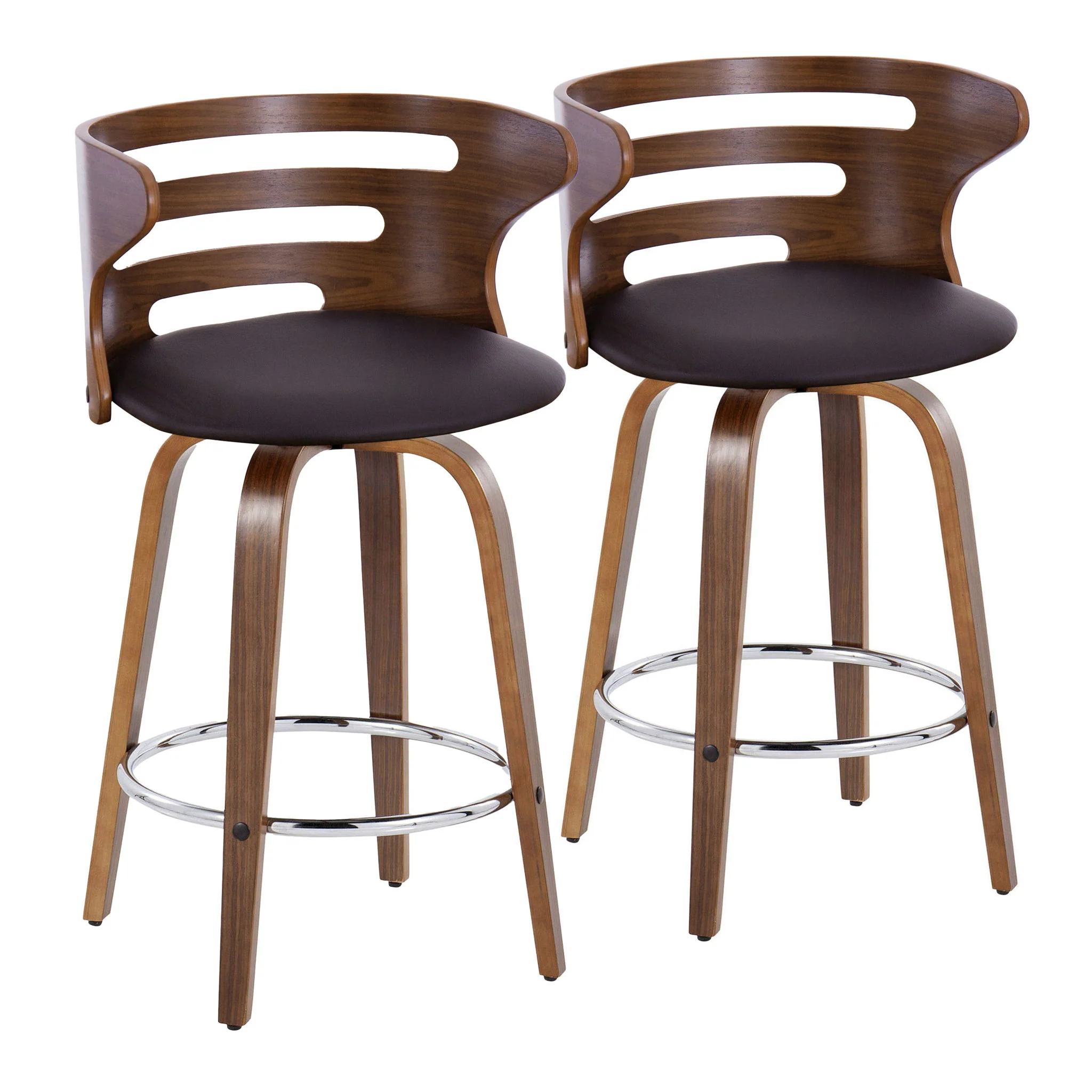 Cosini - Mid Century Modern Fixed Height Barstool With Swivel With Round Footrest (Set of 2) - Image 2