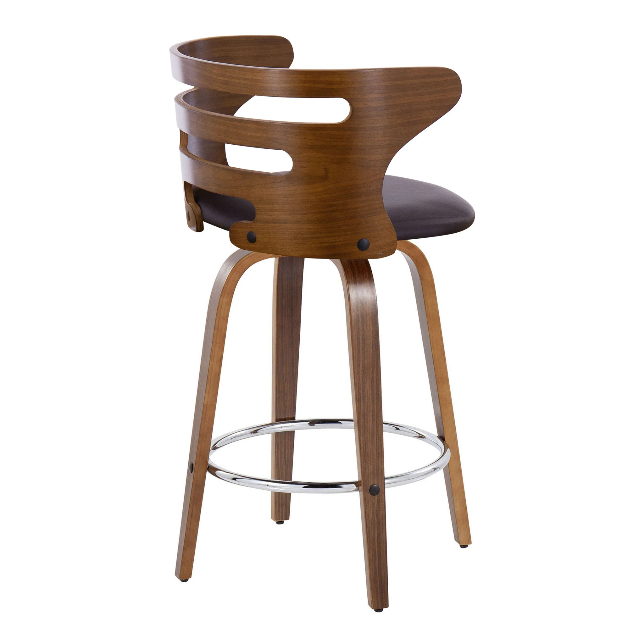 Cosini - Mid Century Modern Fixed Height Barstool With Swivel With Round Footrest (Set of 2) - Image 4