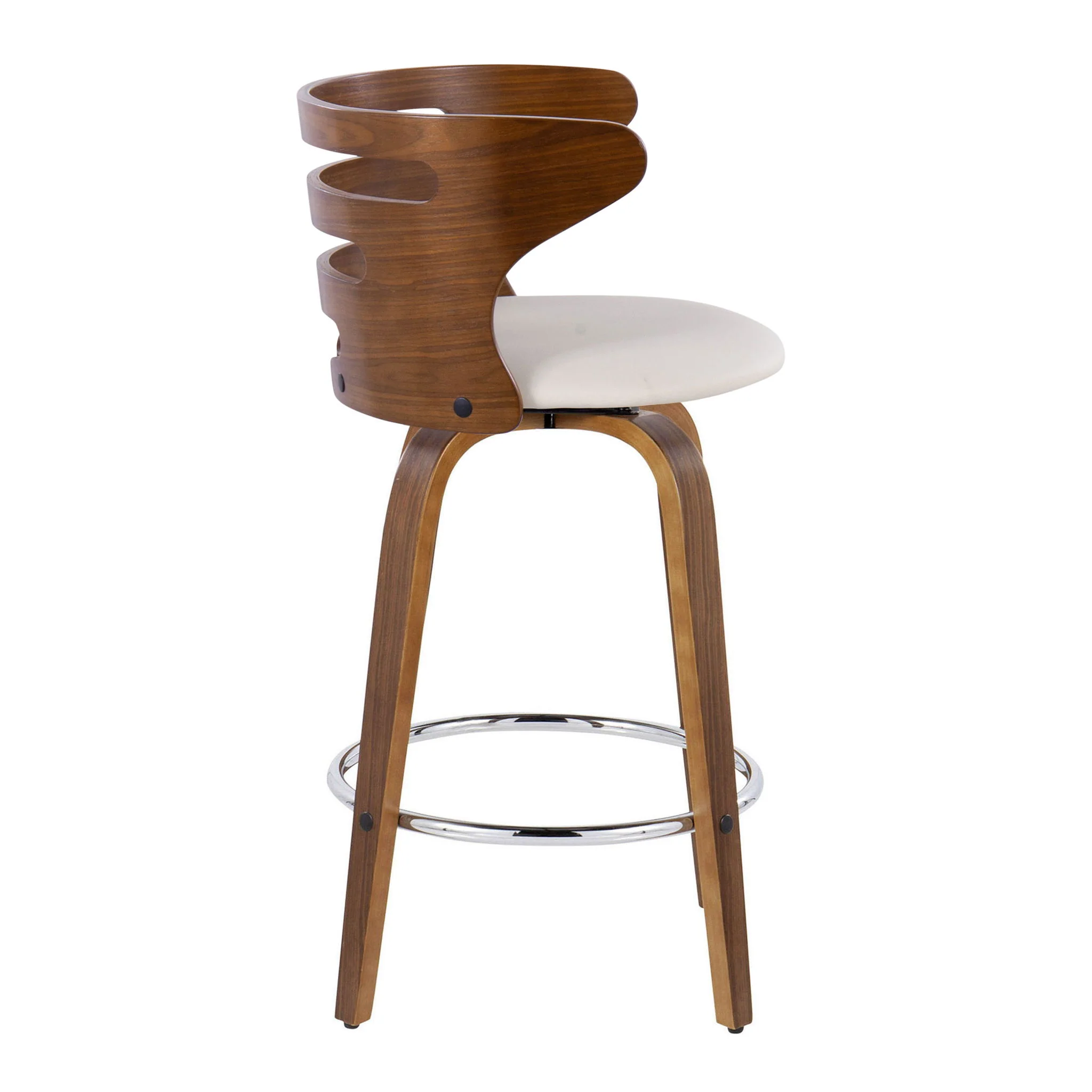 Cosini - Mid Century Modern Fixed Height Barstool With Swivel With Round Footrest (Set of 2) - Image 5