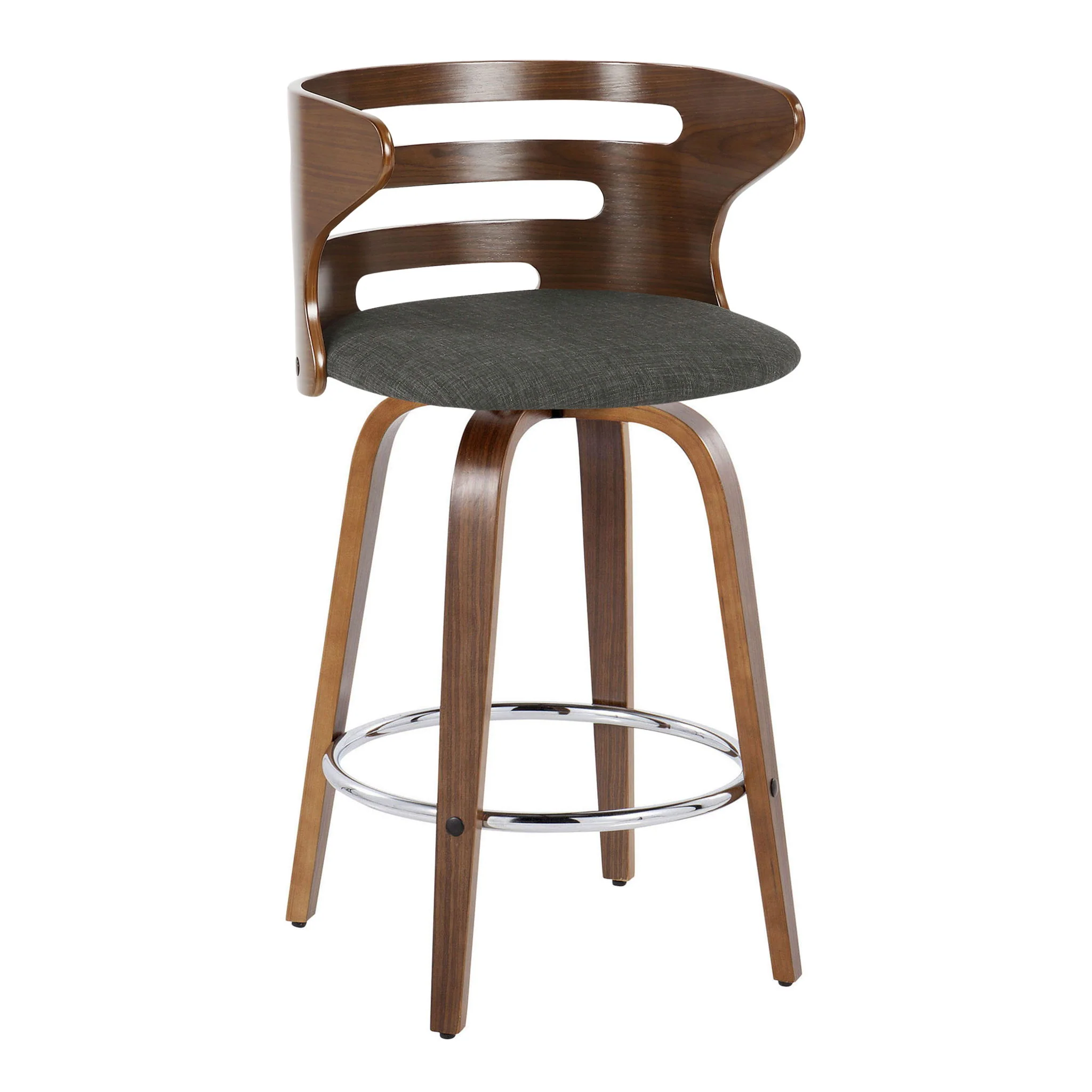 Cosini - Mid Century Modern Fixed Height Barstool With Swivel With Round Footrest (Set of 2) - Image 7
