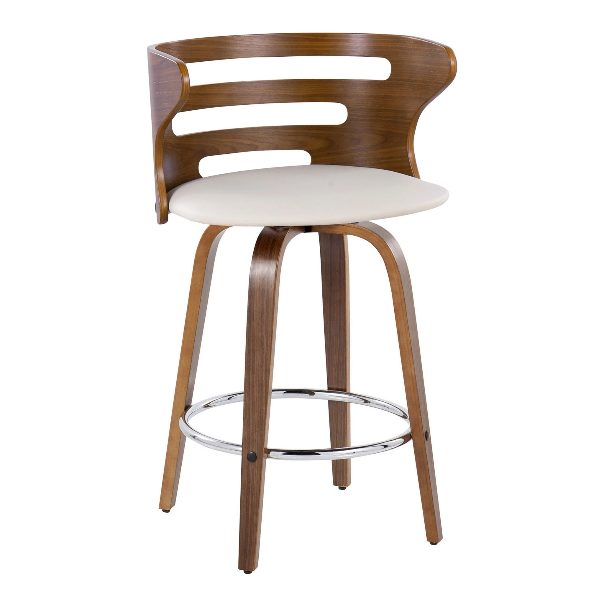 Cosini - Mid Century Modern Fixed Height Barstool With Swivel With Round Footrest (Set of 2) - Image 9