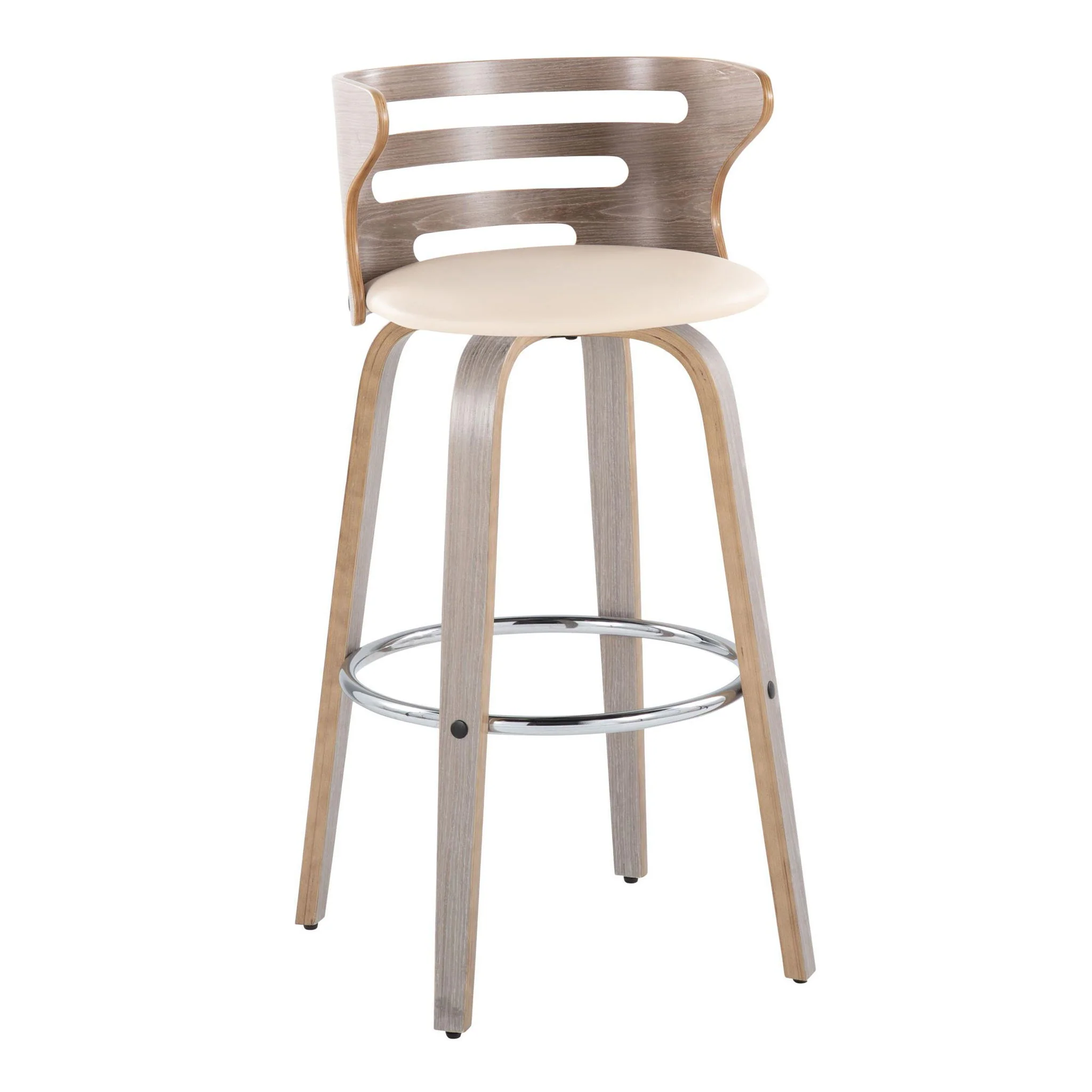 Cosini - Mid Century Modern Fixed Height, Barstool With Swivel With Round Footrest (Set of 2) - Image 5