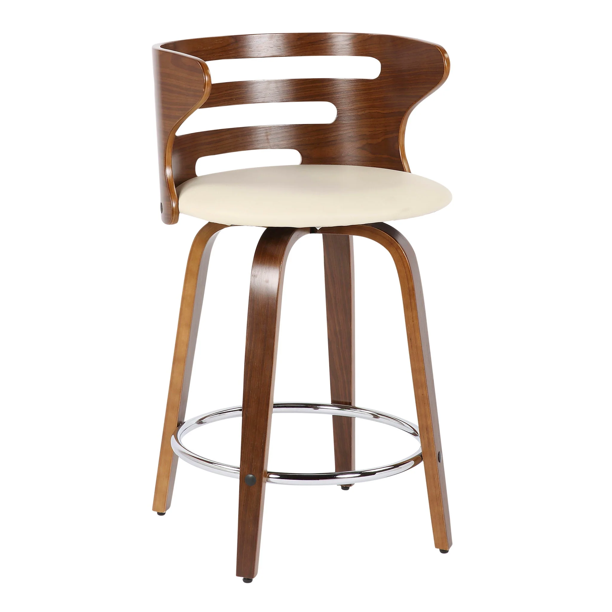 Cosini - Mid Century Modern Fixed Height Counter Stool With Footrest With Swivel (Set of 2) - Image 7