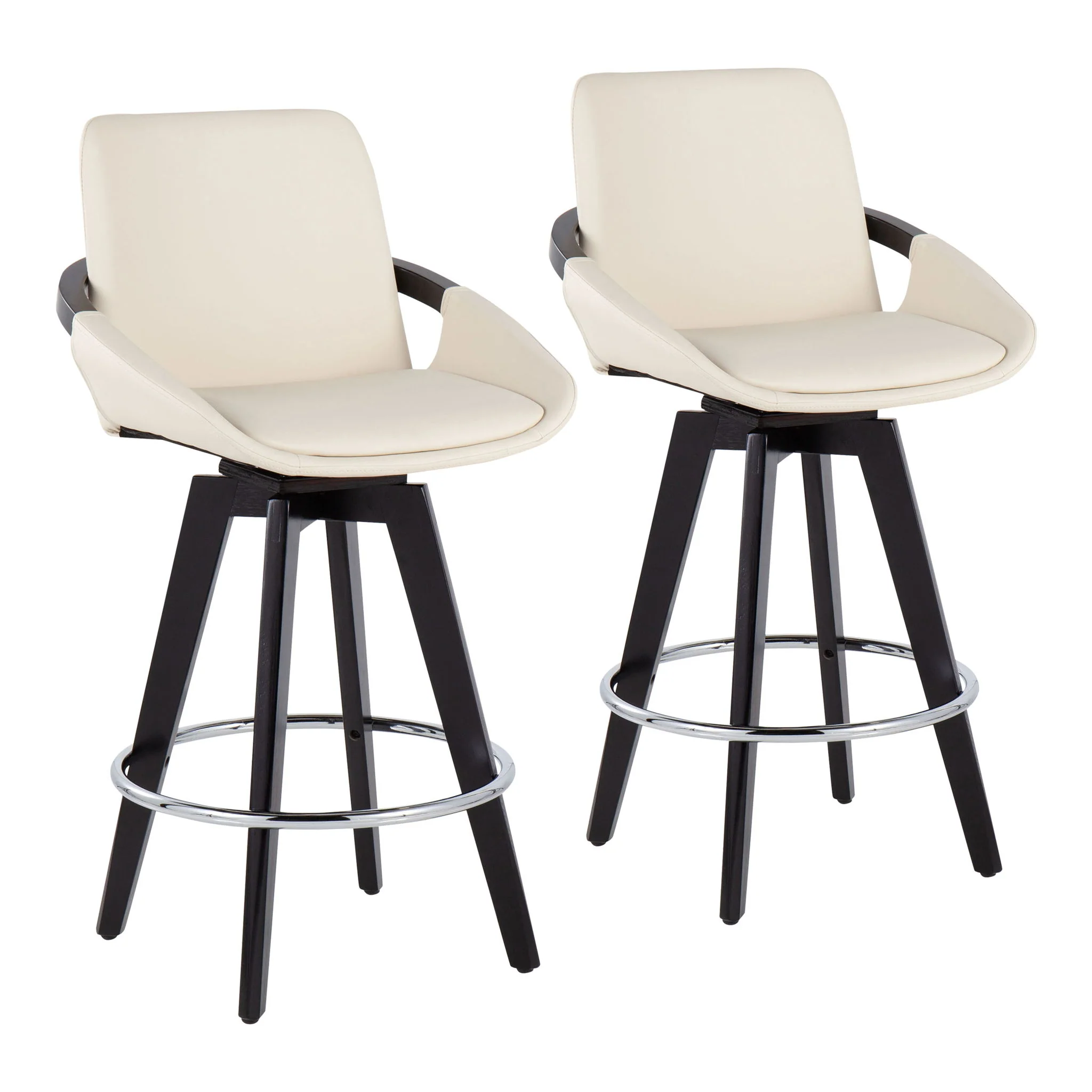 Cosmo - Contemporary Fixed Height Counter Stool With Swivel And Round Footrest (Set of 2) - Image 2