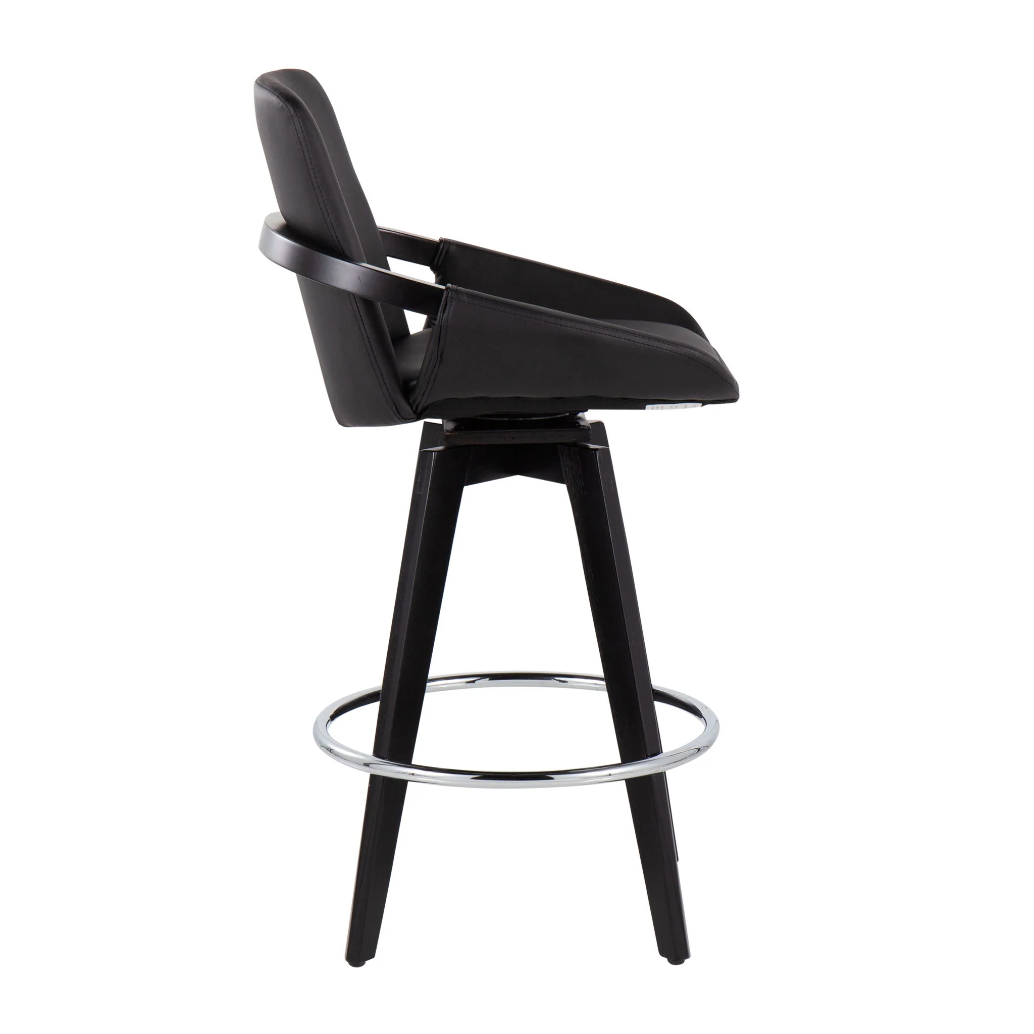 Cosmo - Contemporary Fixed Height Counter Stool With Swivel And Round Footrest (Set of 2) - Image 4