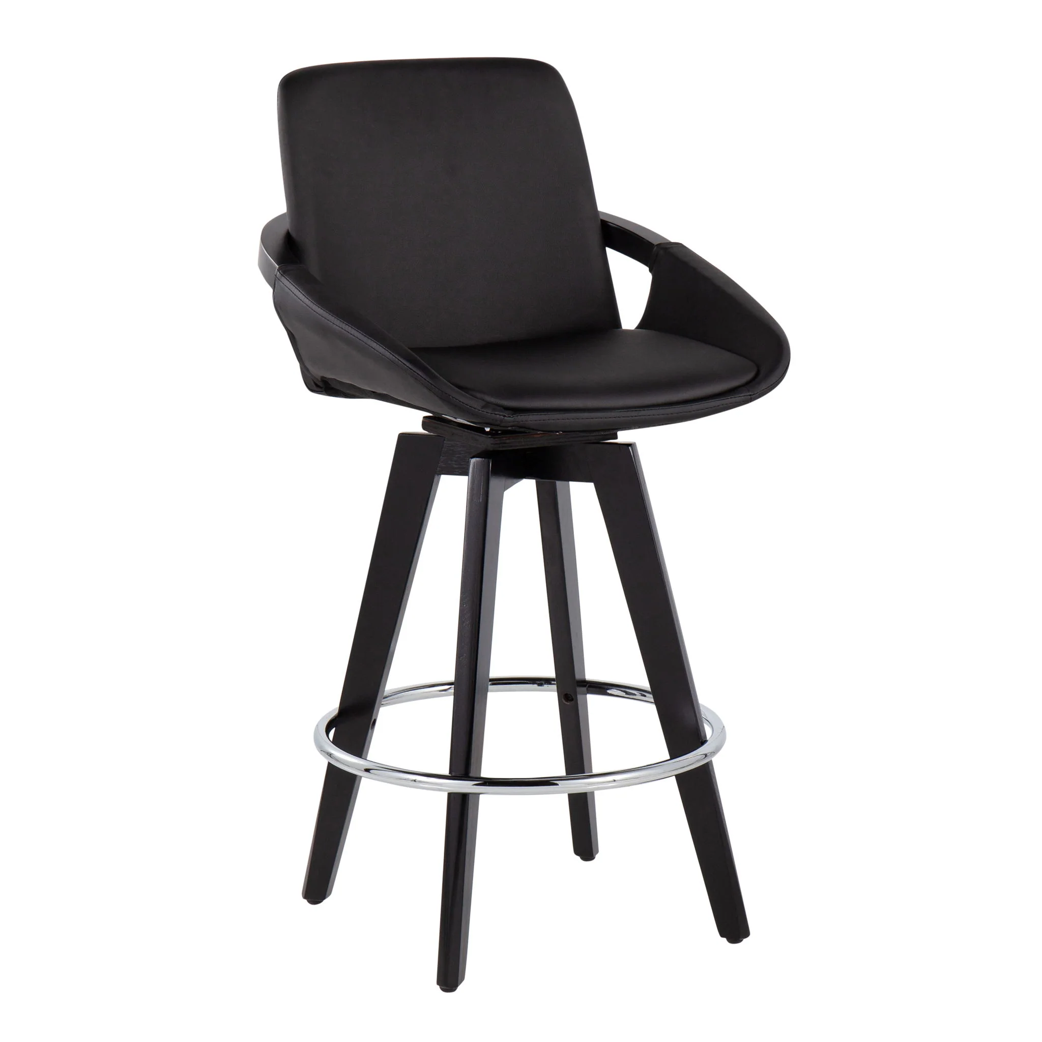 Cosmo - Contemporary Fixed Height Counter Stool With Swivel And Round Footrest (Set of 2) - Image 5
