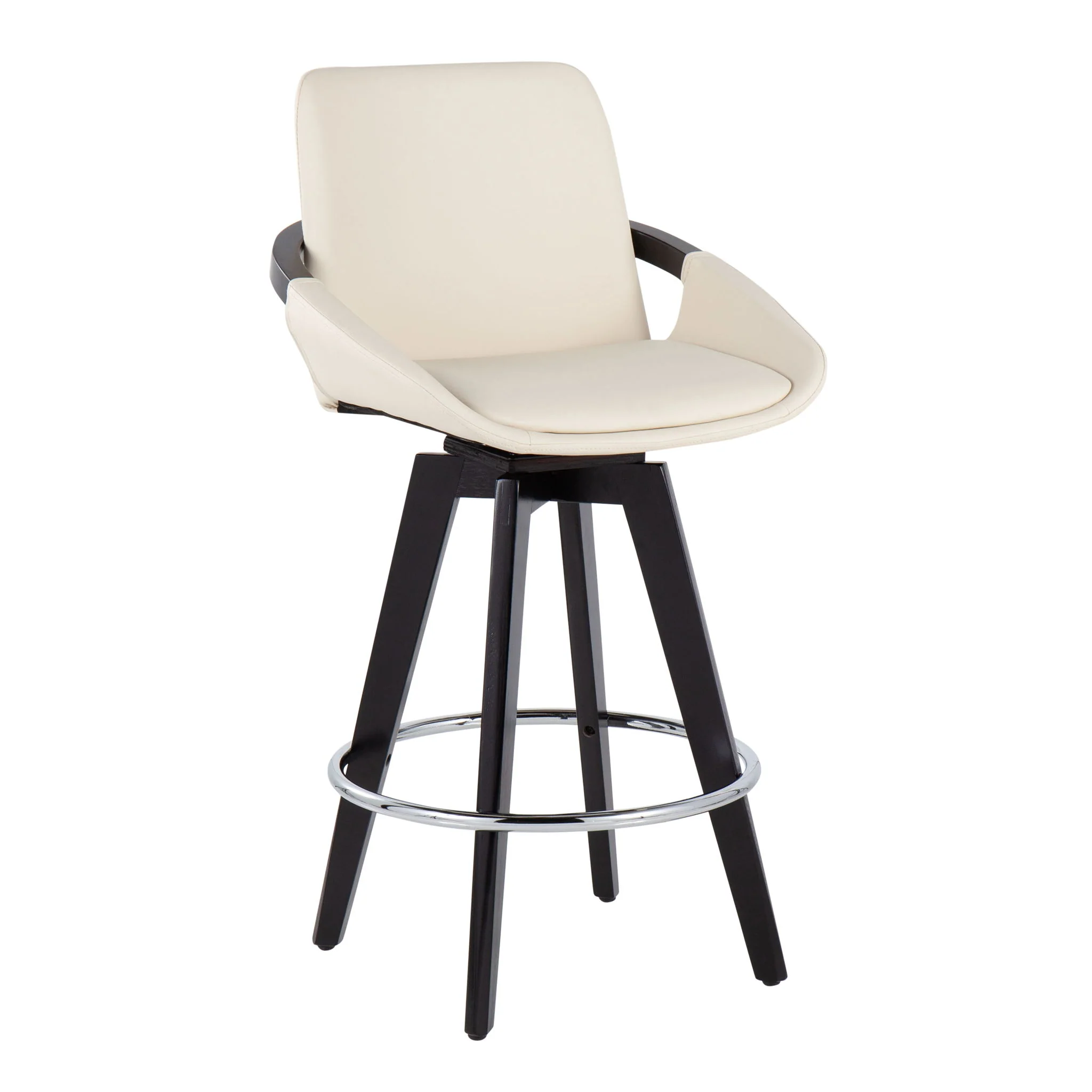 Cosmo - Contemporary Fixed Height Counter Stool With Swivel And Round Footrest (Set of 2) - Image 6
