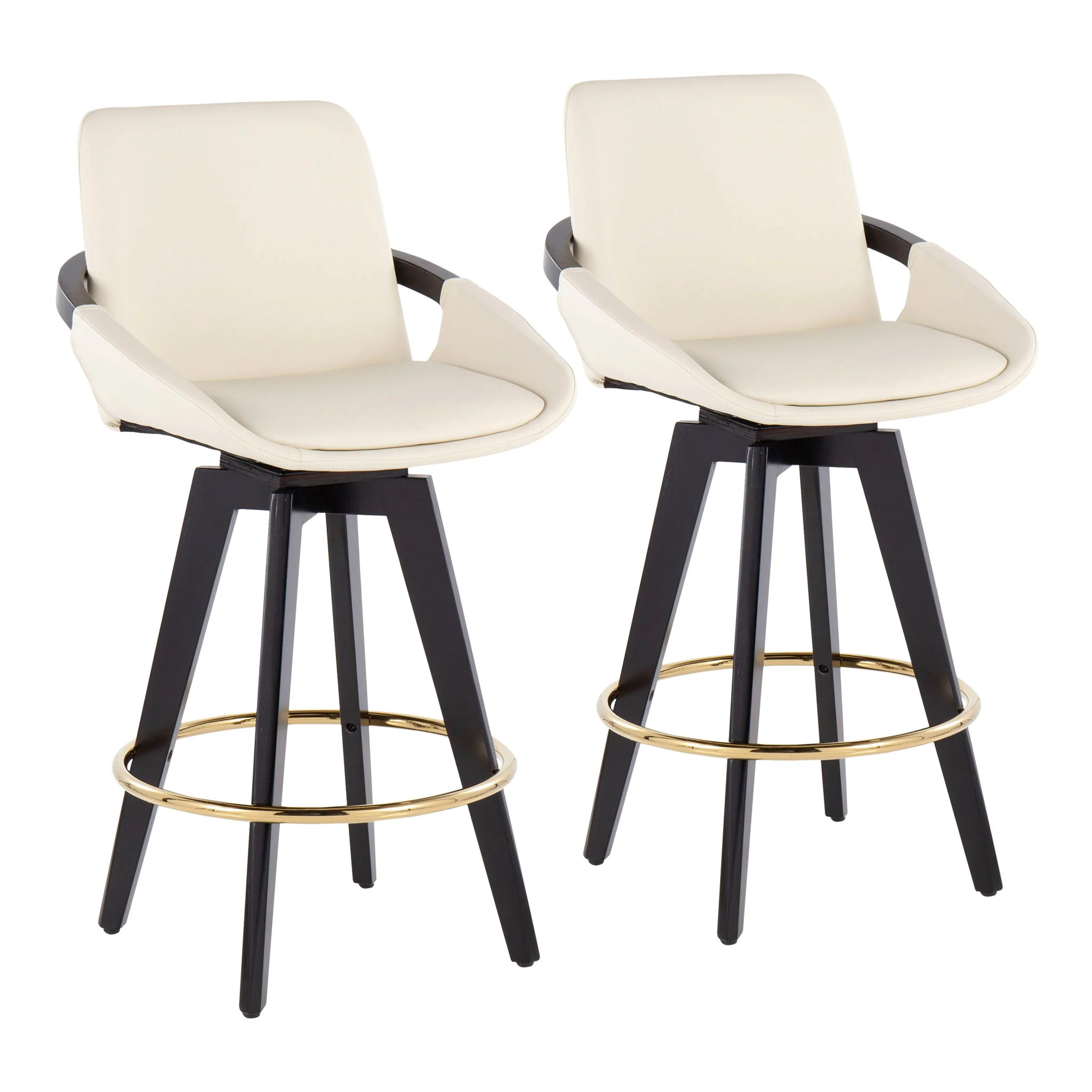 Cosmo - Contemporary Fixed Height Counter Stool With Swivel With Round Footrest (Set of 2) - Image 2