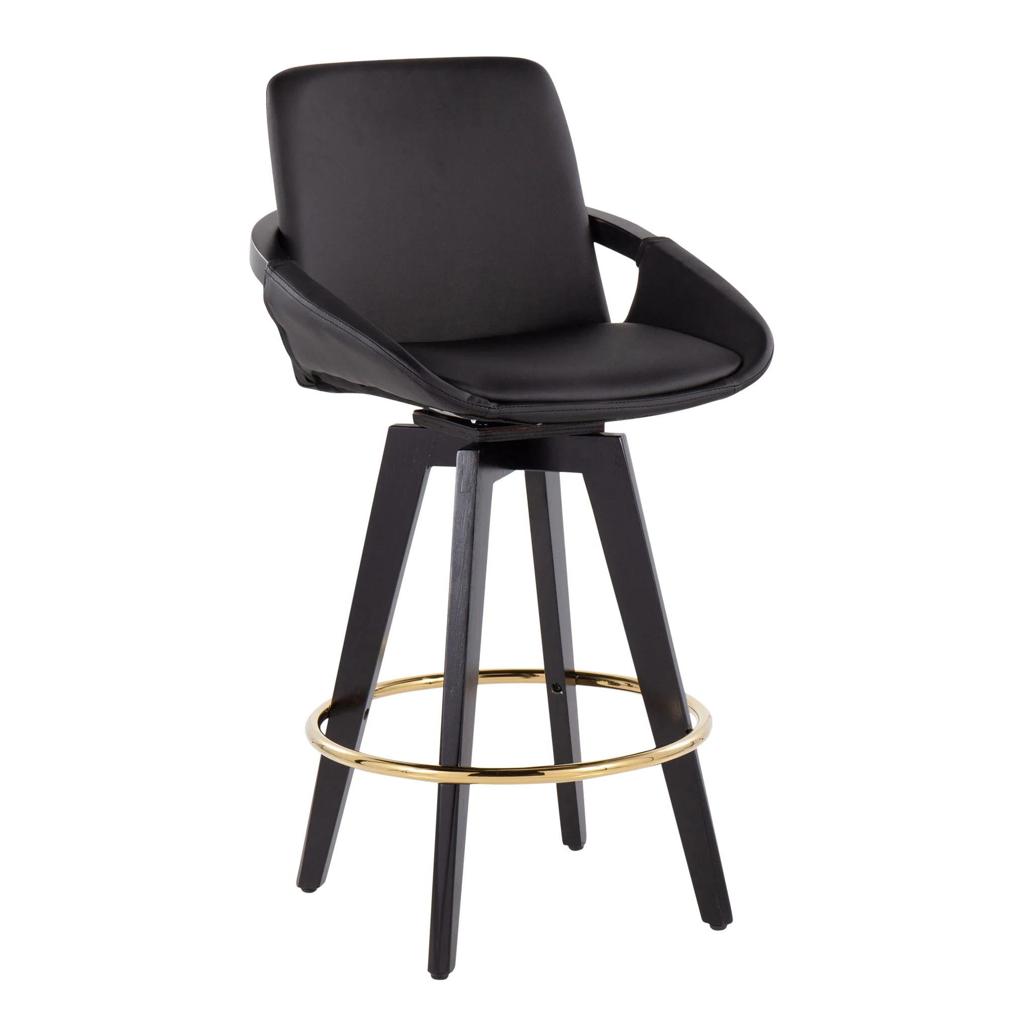 Cosmo - Contemporary Fixed Height Counter Stool With Swivel With Round Footrest (Set of 2) - Image 5