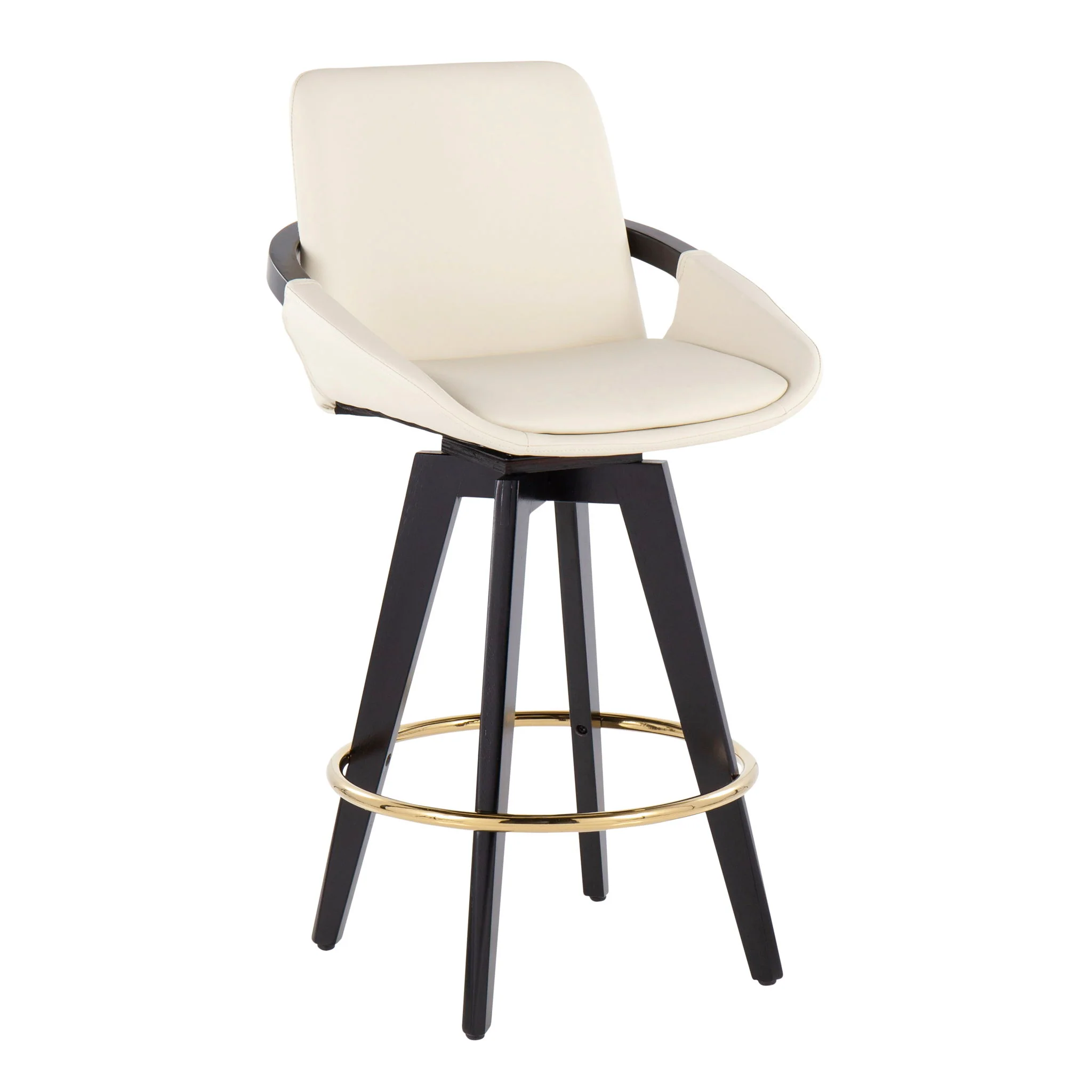 Cosmo - Contemporary Fixed Height Counter Stool With Swivel With Round Footrest (Set of 2) - Image 7