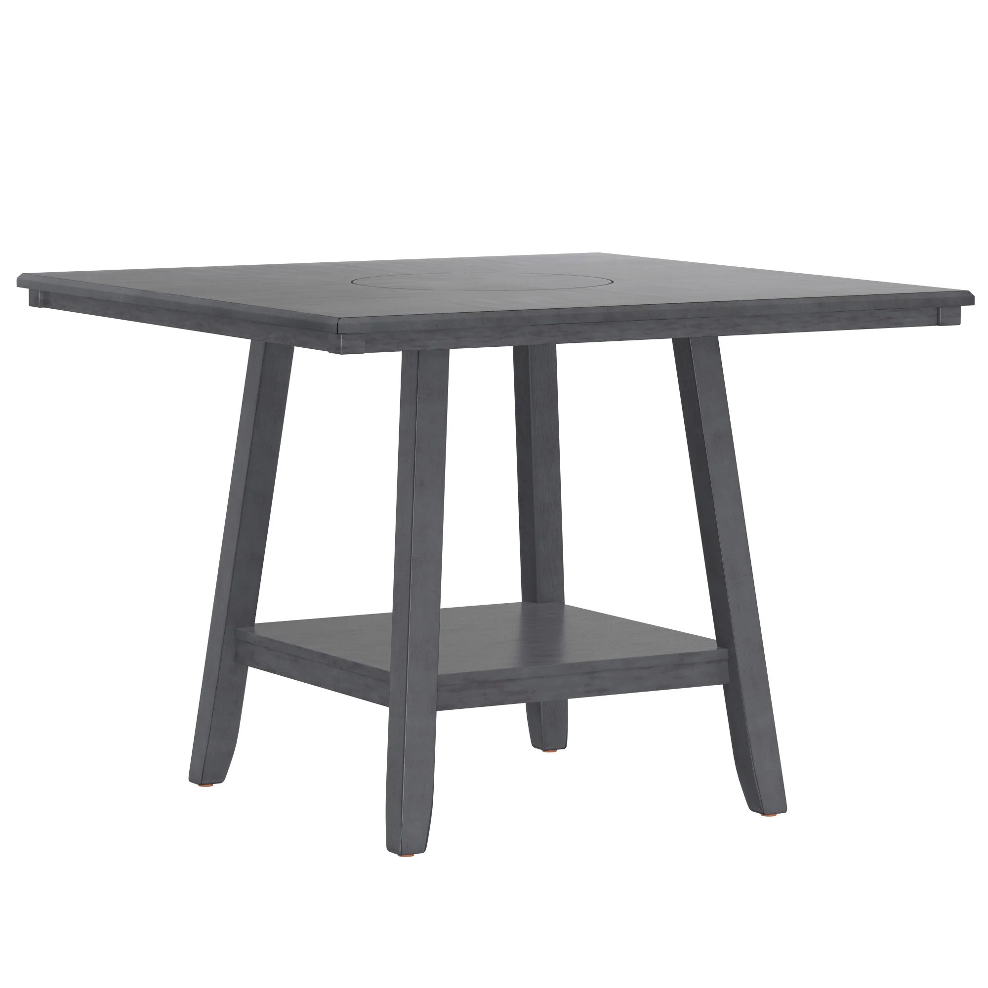 Counter Height Dining Table With Tapered Base And Lazy Susan - Gray - Image 3