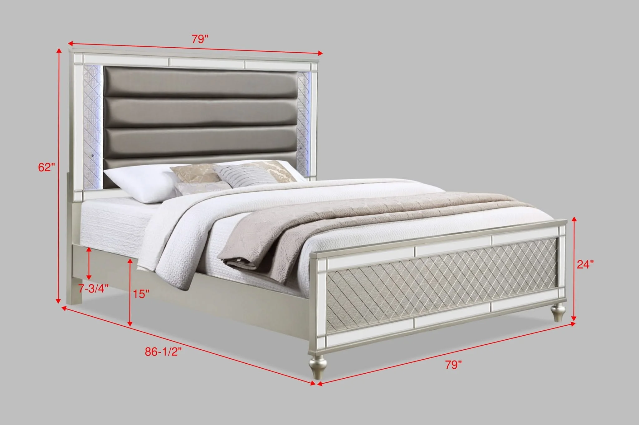 Cristian - King 5 Piece Bedroom Set - Champagne - Image 4