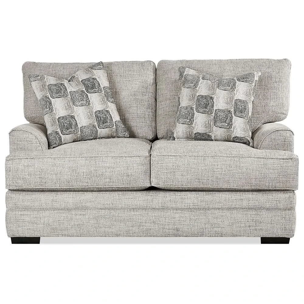 Crosby Dove Contemporary Loveseat with Track Arms and Accent Pillows - Image 2