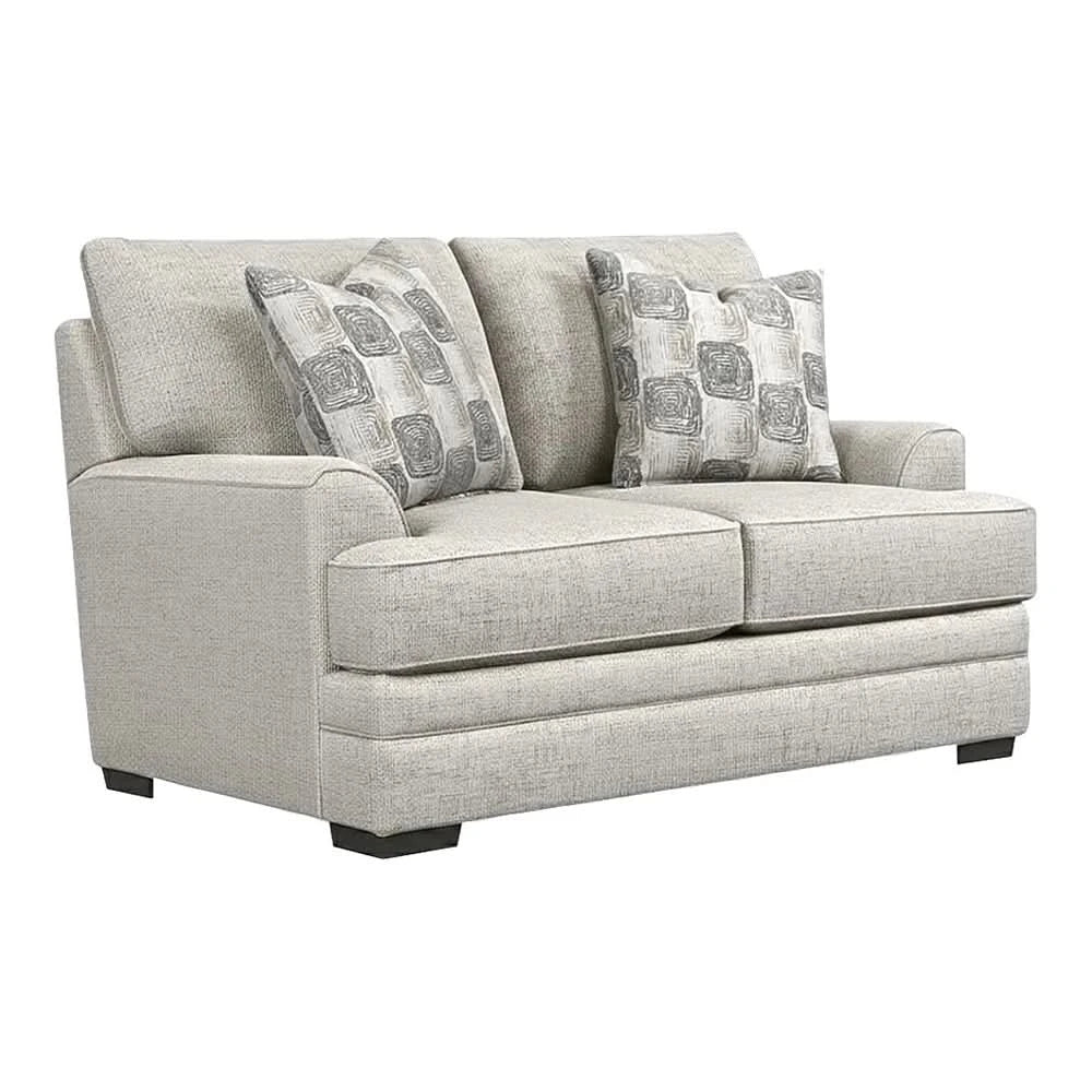 Crosby Dove Contemporary Loveseat with Track Arms and Accent Pillows - Image 3