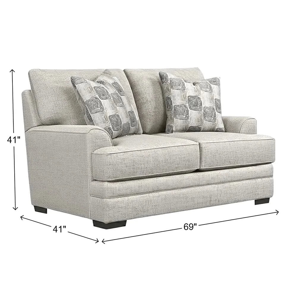 Crosby Dove Contemporary Loveseat with Track Arms and Accent Pillows - Image 5