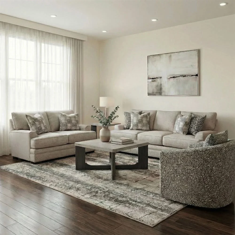 Crosby Dove Contemporary Queen Sofa Sleeper with Track Arms and Accent Pillows - Image 7